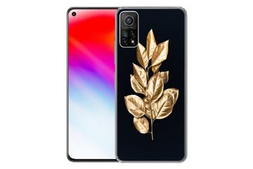 MuchoWow Handyhülle Pflanze - Blätter - Gold - Schwarz - Luxus, Phone Case, Handyhülle Xiaomi Mi 10T, Silikon, Schutzhülle