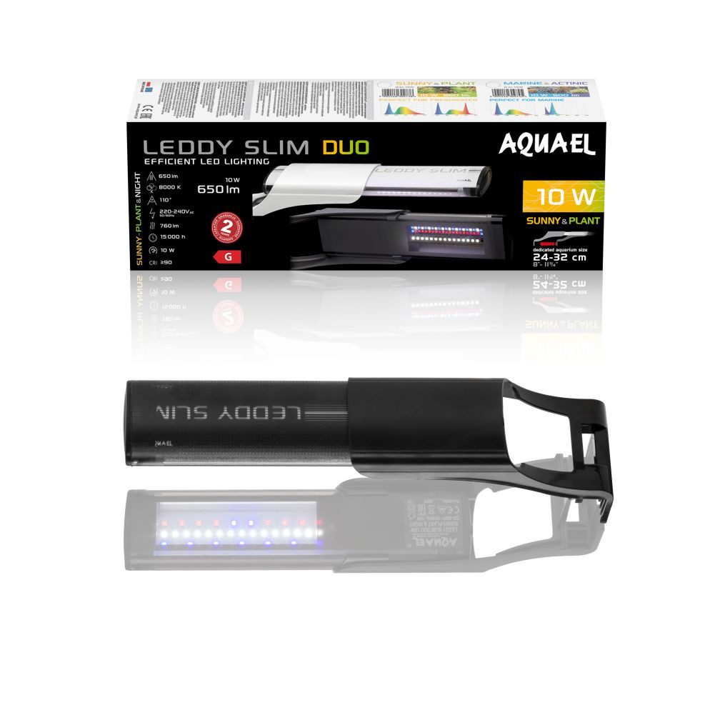 LED Aquariumleuchte AquaEl LEDDY SLIM Duo Sunny PLANT & NIGHT 2.0 10 Watt schwarz