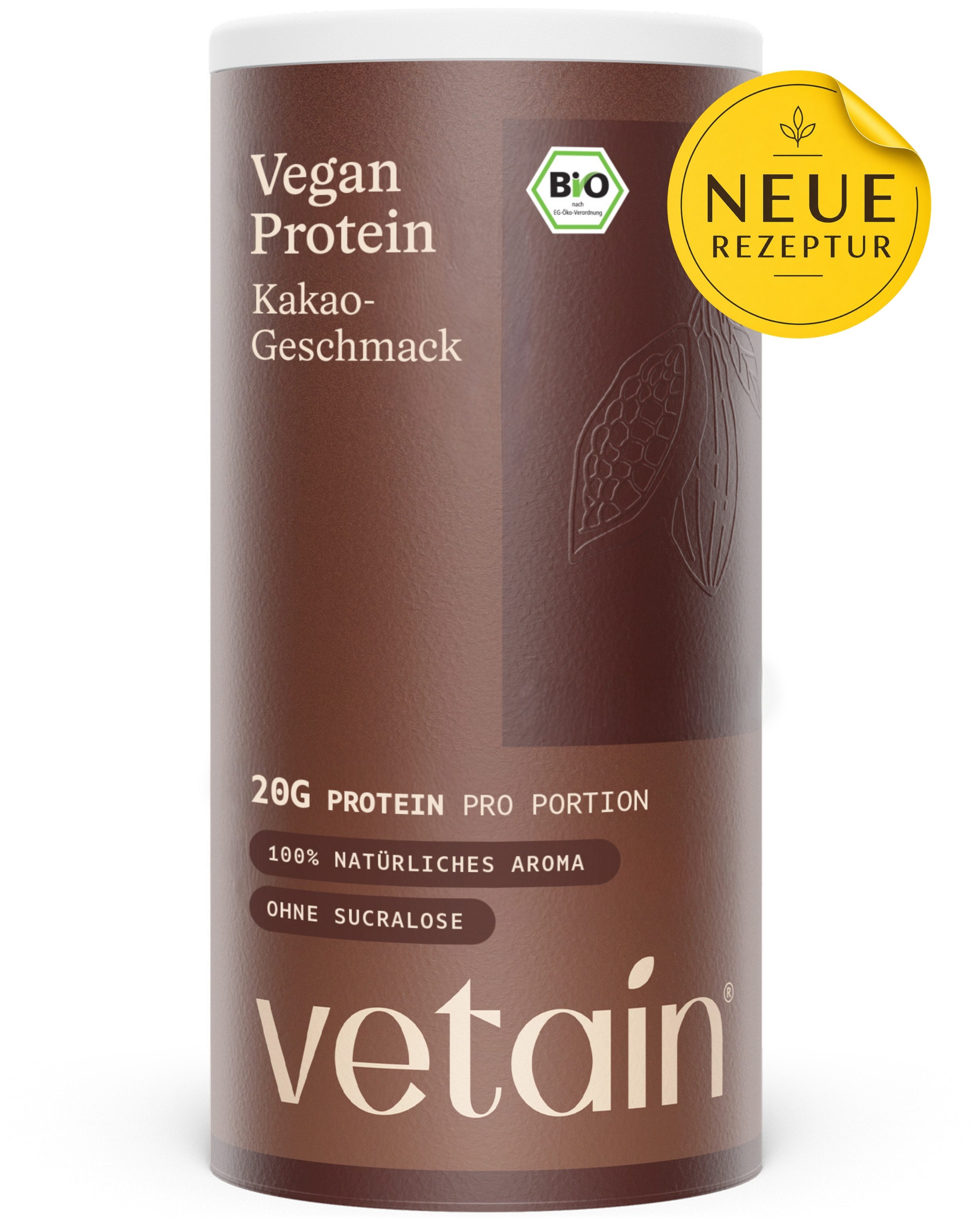 VETAIN Vegan Protein Pulver, 540 g, Fermentiertes Erbsenprotein, ohne Stevia, Sucralose & Aspartam