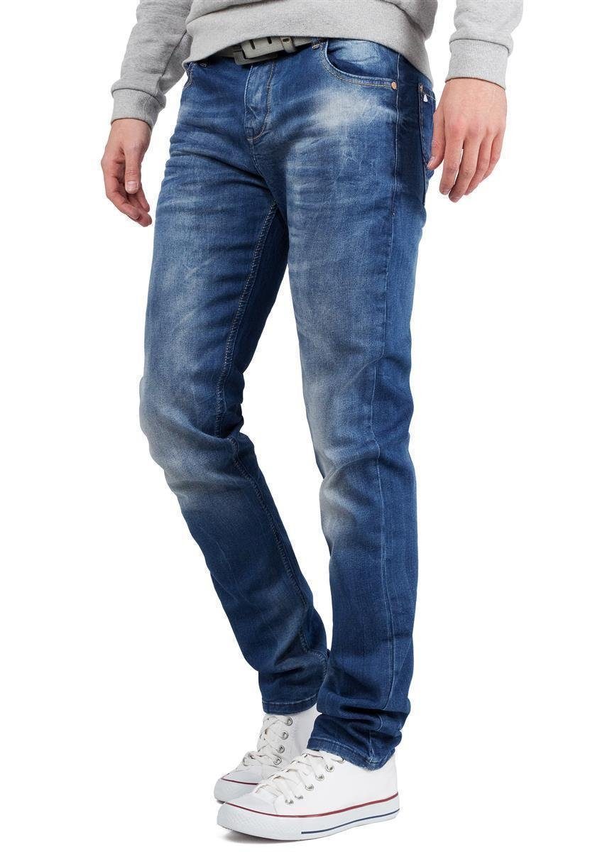 Cipo & Baxx Regular-fit-Jeans Herren Regular Fit Hose Stonewashed BA-CD319B (1-tlg) mit lässiger Waschung – Bild 3 von 5