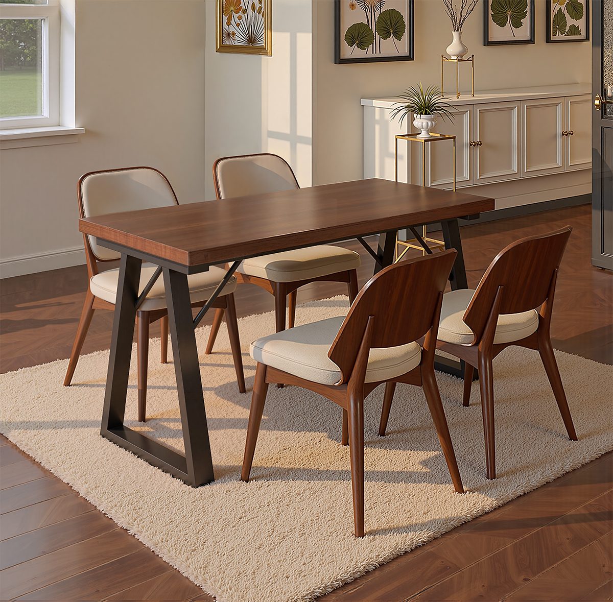 HOMAVO Esstisch MDF-Tischplatte mit Marmor- oder Holzoptik, Metallgestell-Z2 (Einzeltisch), Sehr stabile Konstruktion, moderne Form