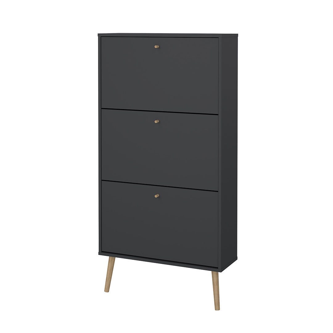 Tvilum Schuhschrank Bodo Schuhschrank 3 Klapptüren matte grau.