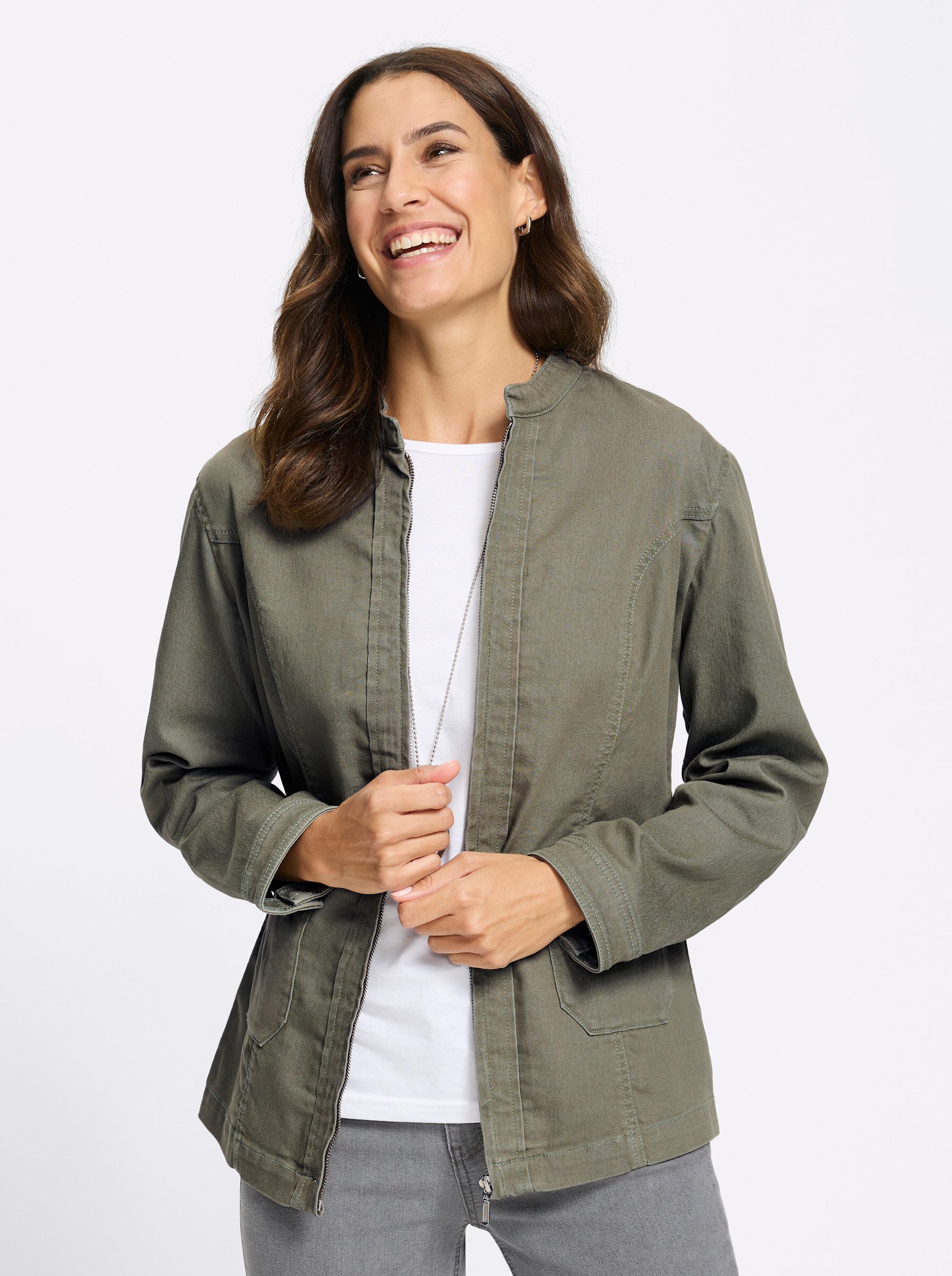 Blusenblazer Jeans-Jacke Langarm