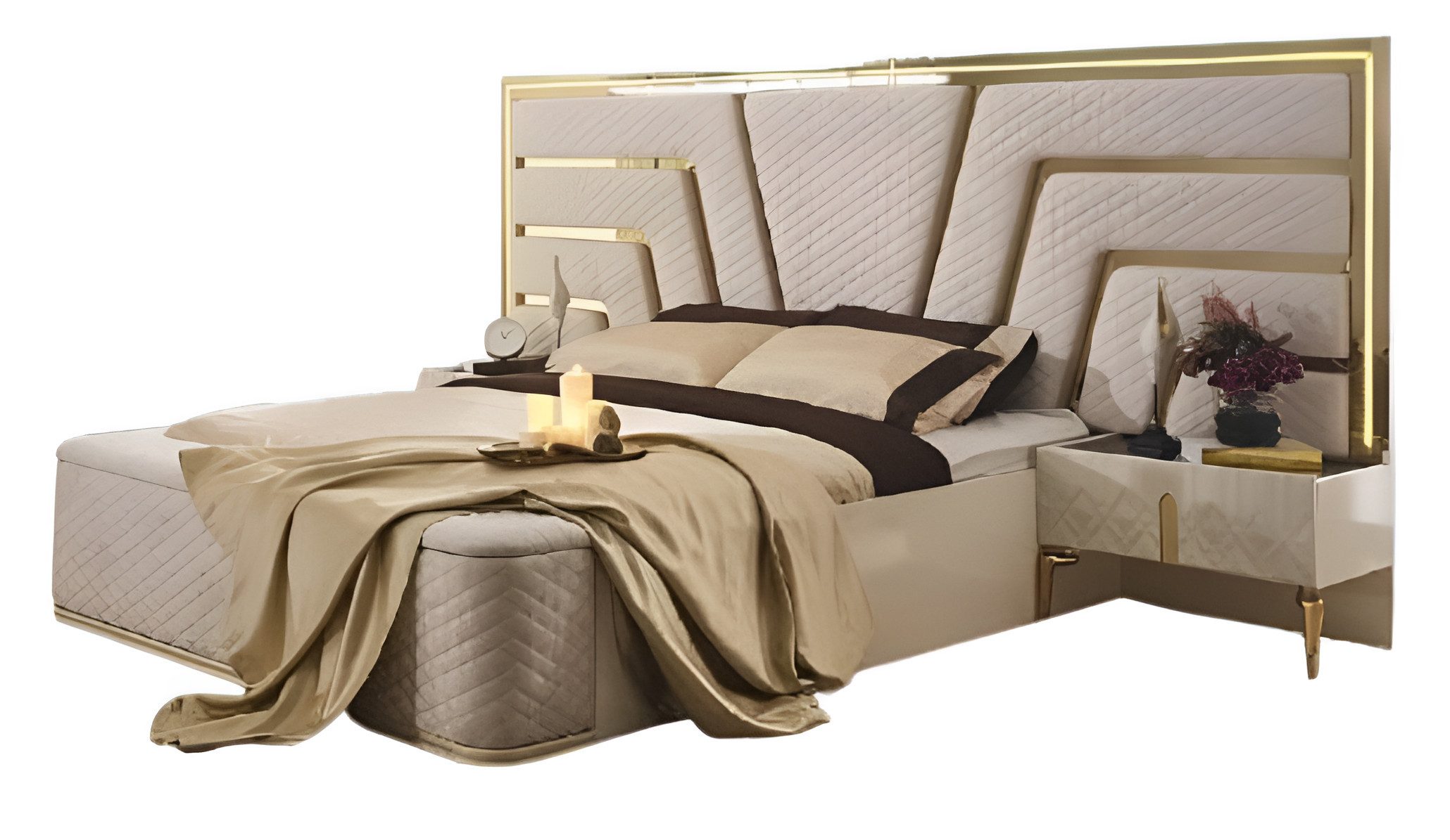 JVmoebel Bett Beleuchtetes Bett Design Doppelbett Luxus Кровати Polster Мебель Neu (Bett), Made in Europa