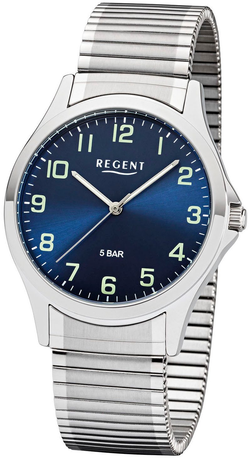 Regent Quarzuhr W0006 -1830.78.94, Armbanduhr, Herrenuhr, Damenuhr, Flexband, Zugband, Edelstahlarmband