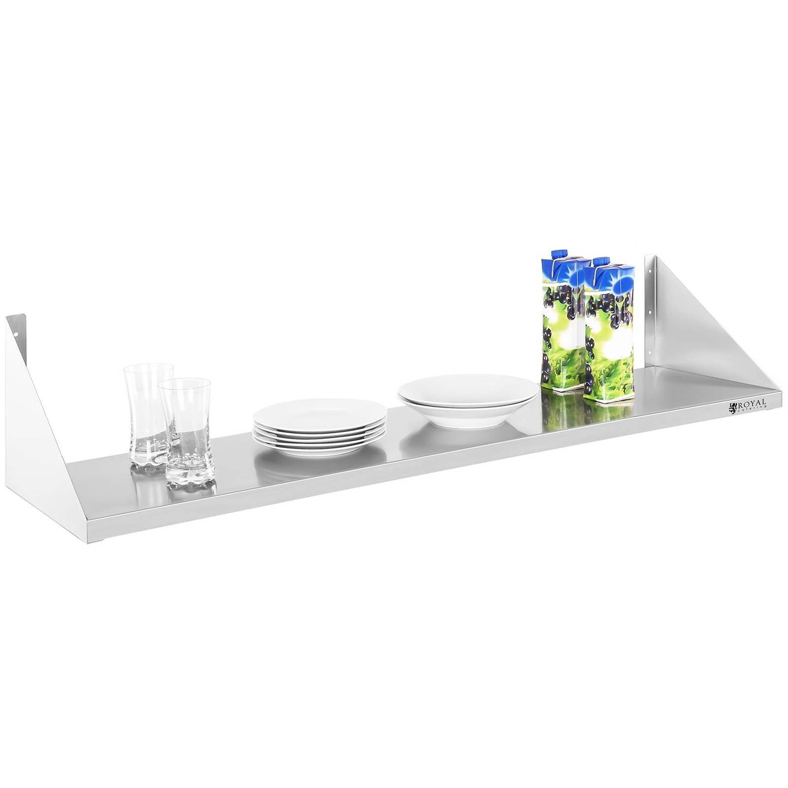 Royal Catering Hängeregal 120 x 30 cm Gastro Wandbord Wandregal Edelstahl Tellerbord, verschiedene Größen