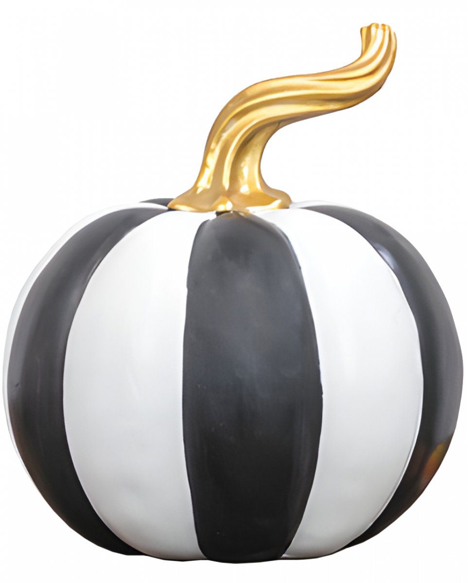 Horror-Shop Dekofigur Gestreifter Halloween Kürbis in schwarz-weiß mit g