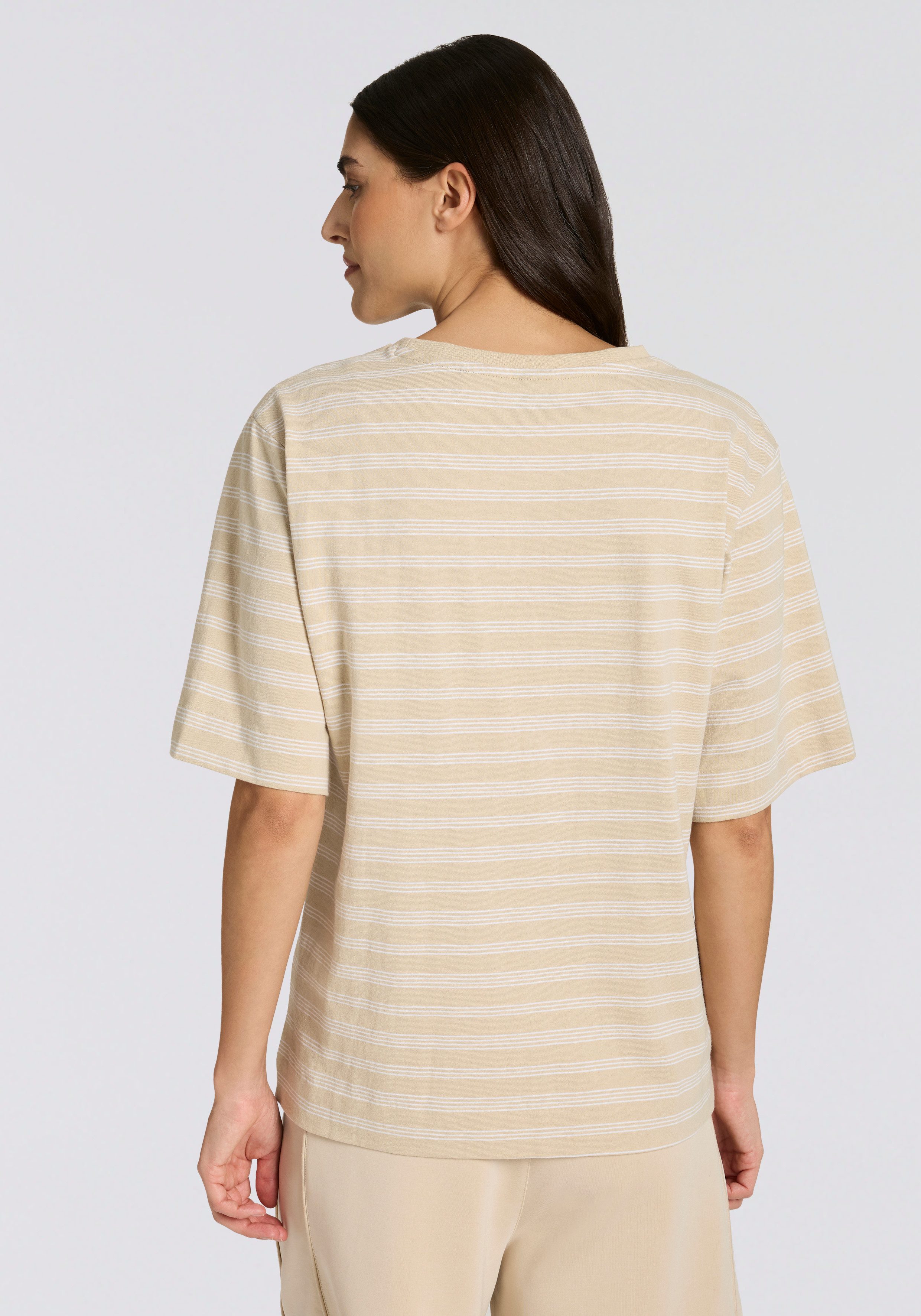 BOSS ORANGE T-Shirt Eregular Stripe Premium Damenmode Relaxed Fit, reine Baumwolle