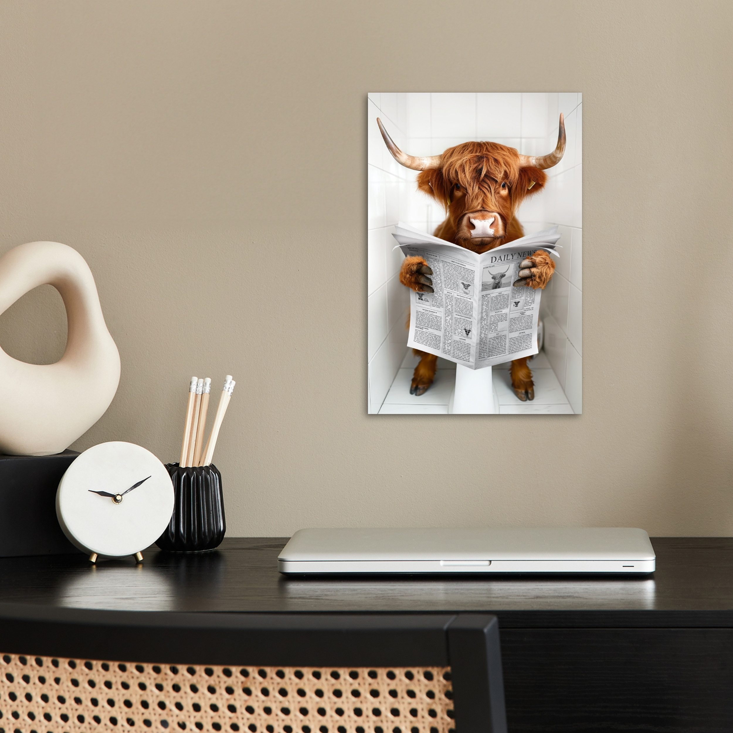 MuchoWow Poster Schottischer Highlander - Tier - Zeitung - Toilette, (1 St) günstig online kaufen