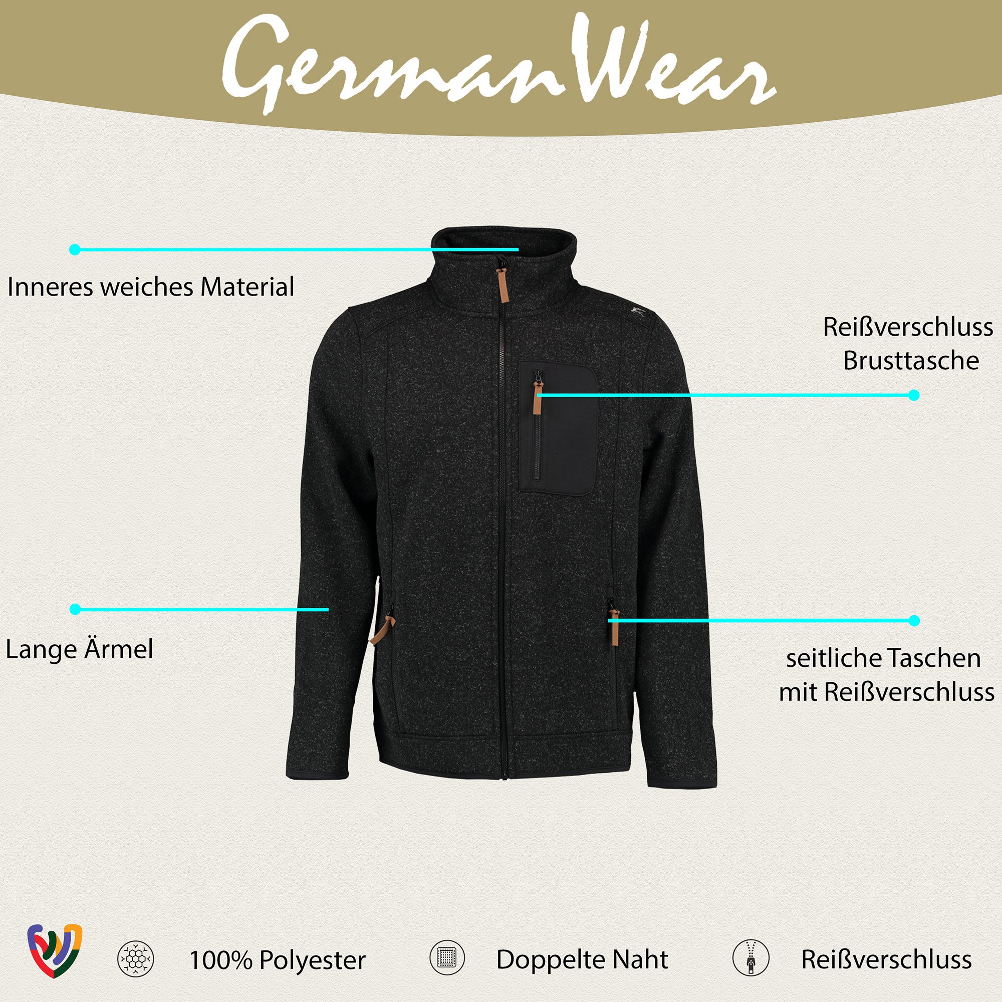 German Wear Strickfleecejacke OP7 Jagd Fleecepullover günstig online kaufen