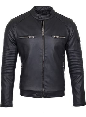 Reslad Lederimitatjacke Reslad Kunstlederjacke Herren-Jacke Leder-Jacke gesteppte Ärmel Überga Biker-Design Jacke mit Zippern