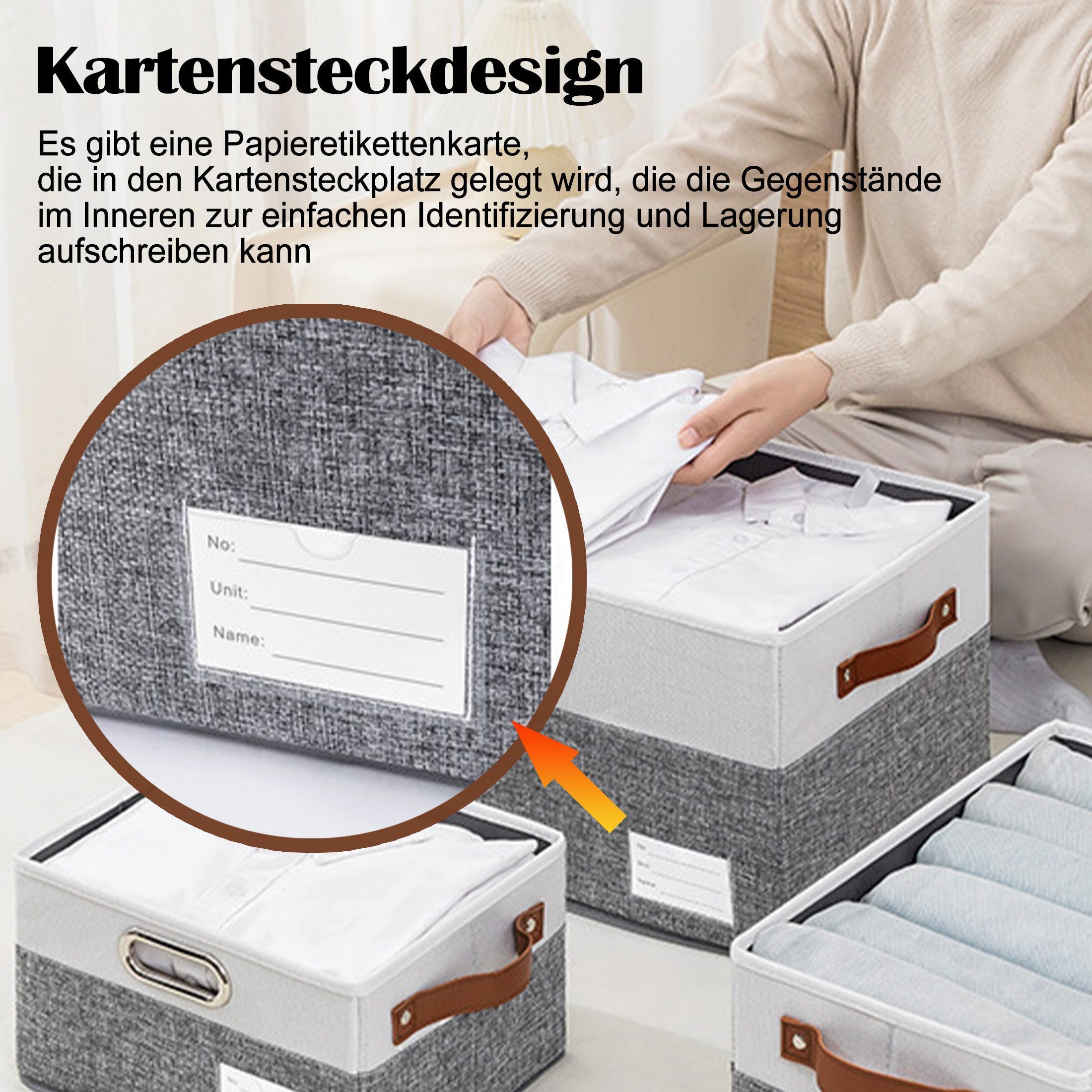 Fyrove Aufbewahrungsbox Faltbare 43x30x30 cm, 40L, mit Deckel & Griffen (für Kleidung & Spielzeug) – Bild 4 von 5