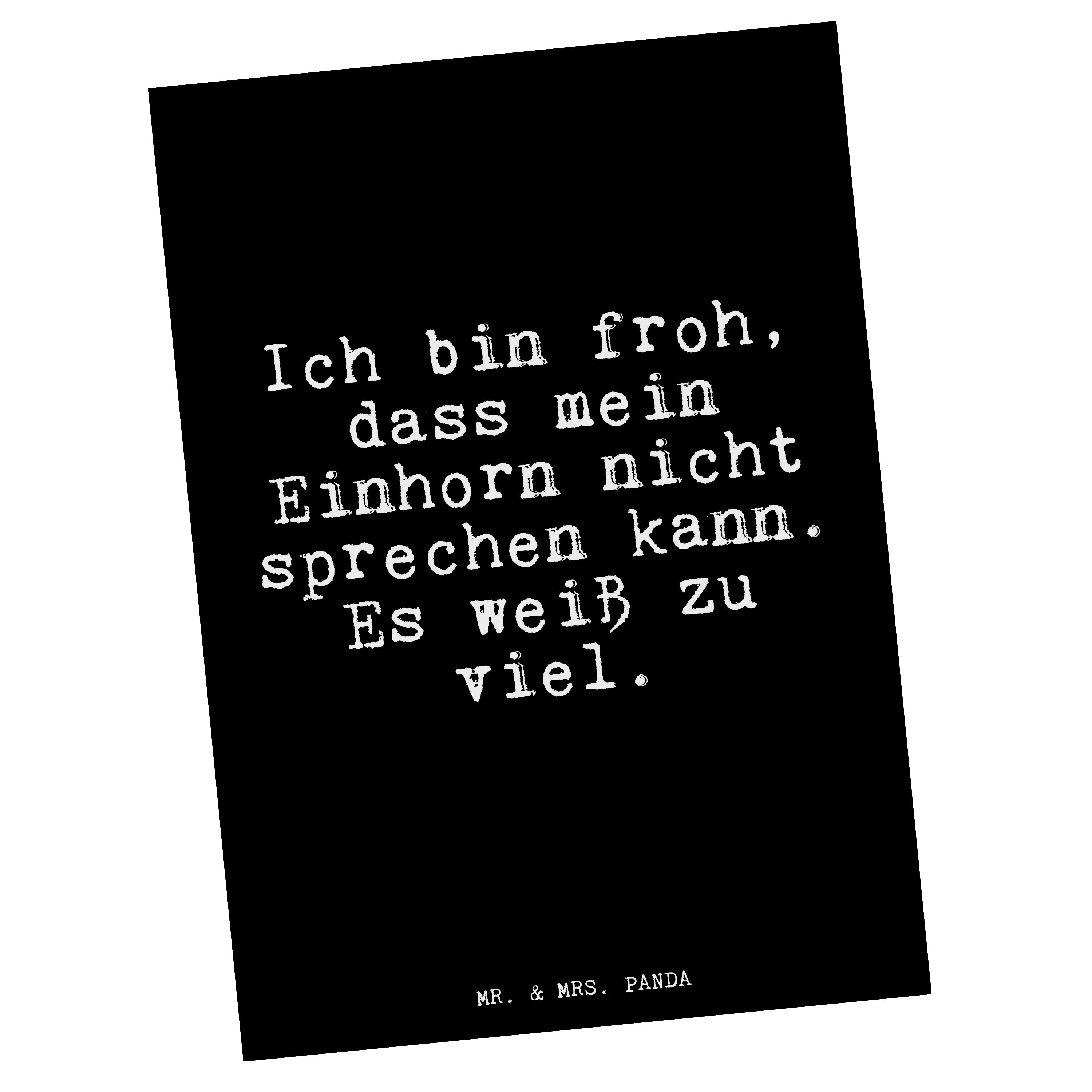 Mr. & Mrs. Panda Postkarte »Ich bin froh, dass... Schwarz Dankeschön, Phantasie, Sprüche