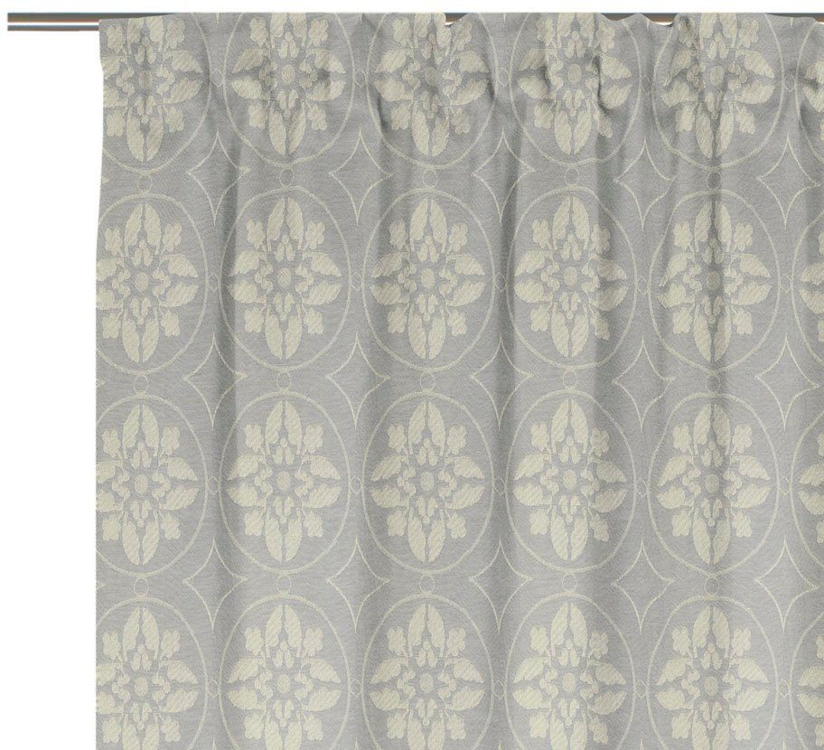 Puligny nachhaltig blickdicht, (1 Romantic light, Adam, Jacquard, Multifunktionsband St), aus Vorhang hellgrau Bio-Baumwolle