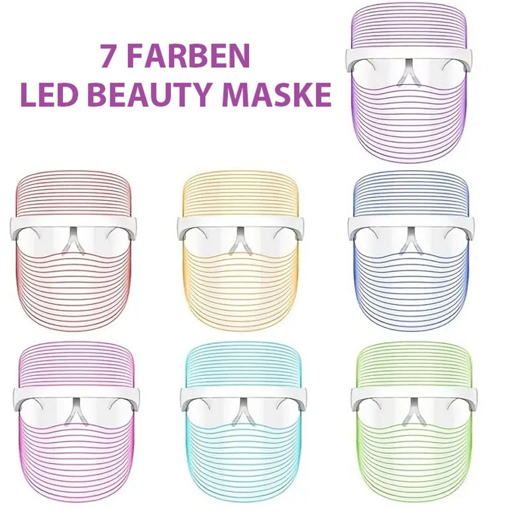 TUABUR Gesichtsmassagegerät 7-Farben-LED-Schönheitsmaske, Gesichtspflegemaske, 1-tlg