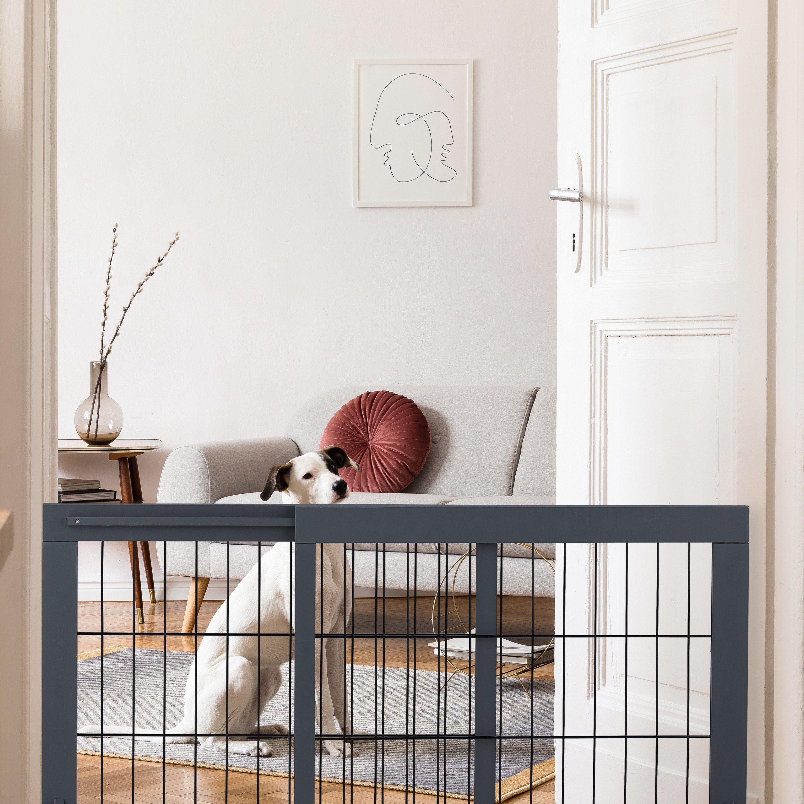 relaxdays Treppenschutzgitter Ausziehbares Absperrgitter in Grau
