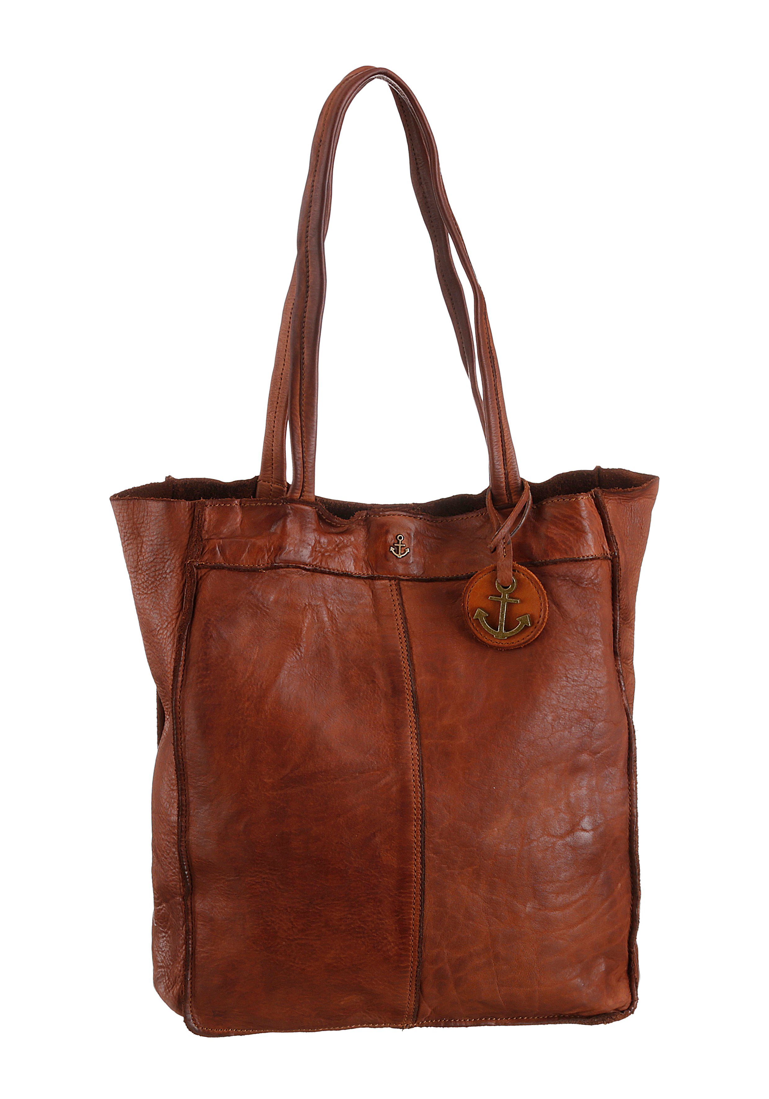 HARBOUR Schmuckanhänger Leder Marken-Anker-Label aus Shopper mit typischen 2nd 1, cognac und charming Elbe