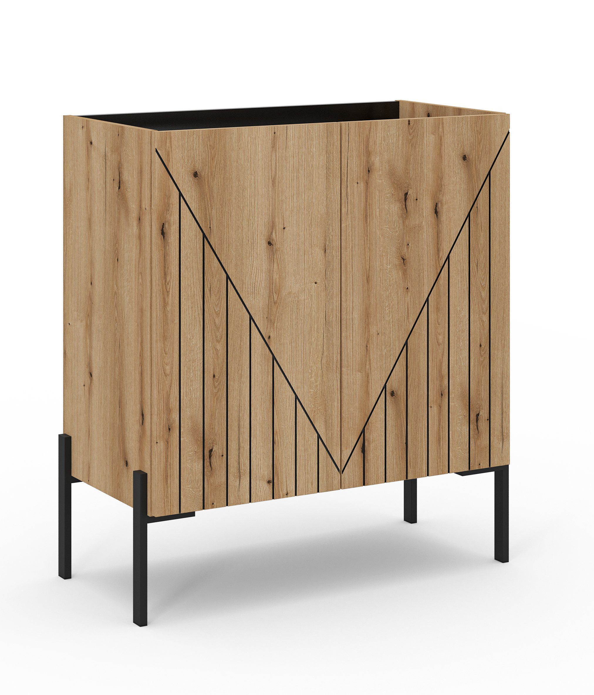 Newroom Kommode Evoke Oak 80 cm, Kommode Evoke Oak Modern Sideboard Highboard Wohnzimmer Anrichte Sc...