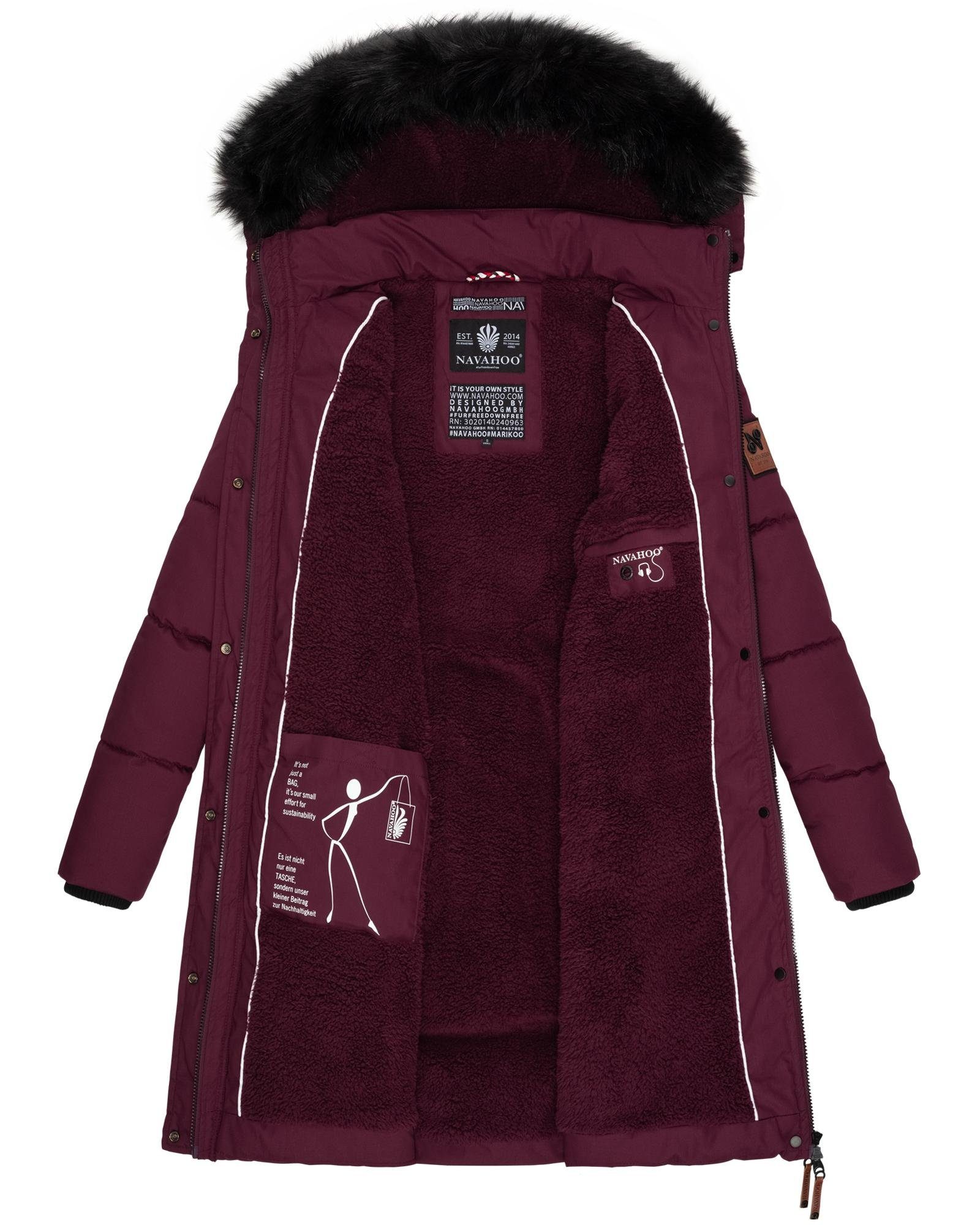 Navahoo Wintermantel rot Cosimaa inkl. Parka Regenschirm Einkaufstasche und Damen Warmer