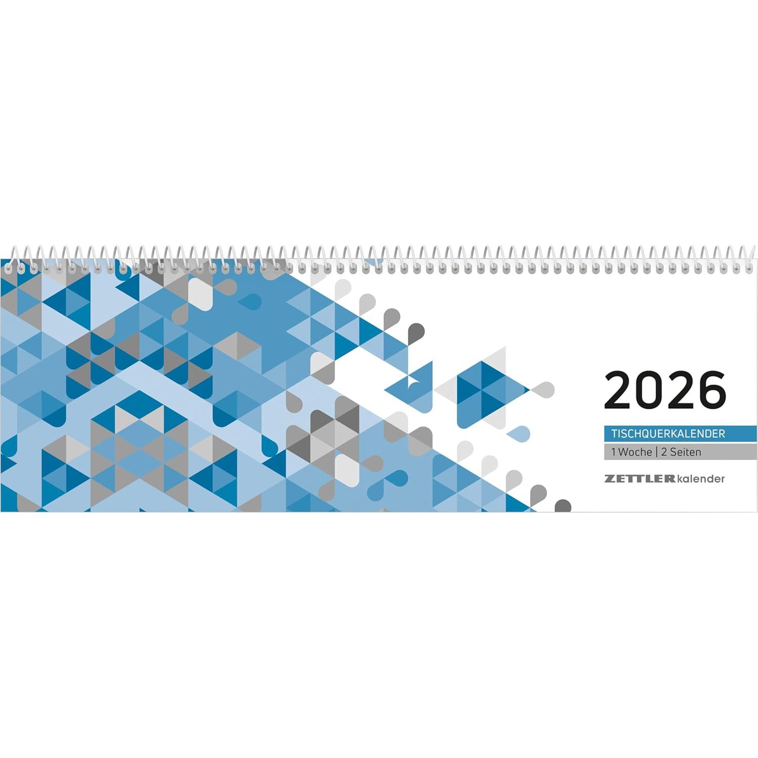 ZETTLER Schreibtischkalender ZETTLER 2026 Pultkalender 1W 2S blau Querkalender Spiralkalender Schre