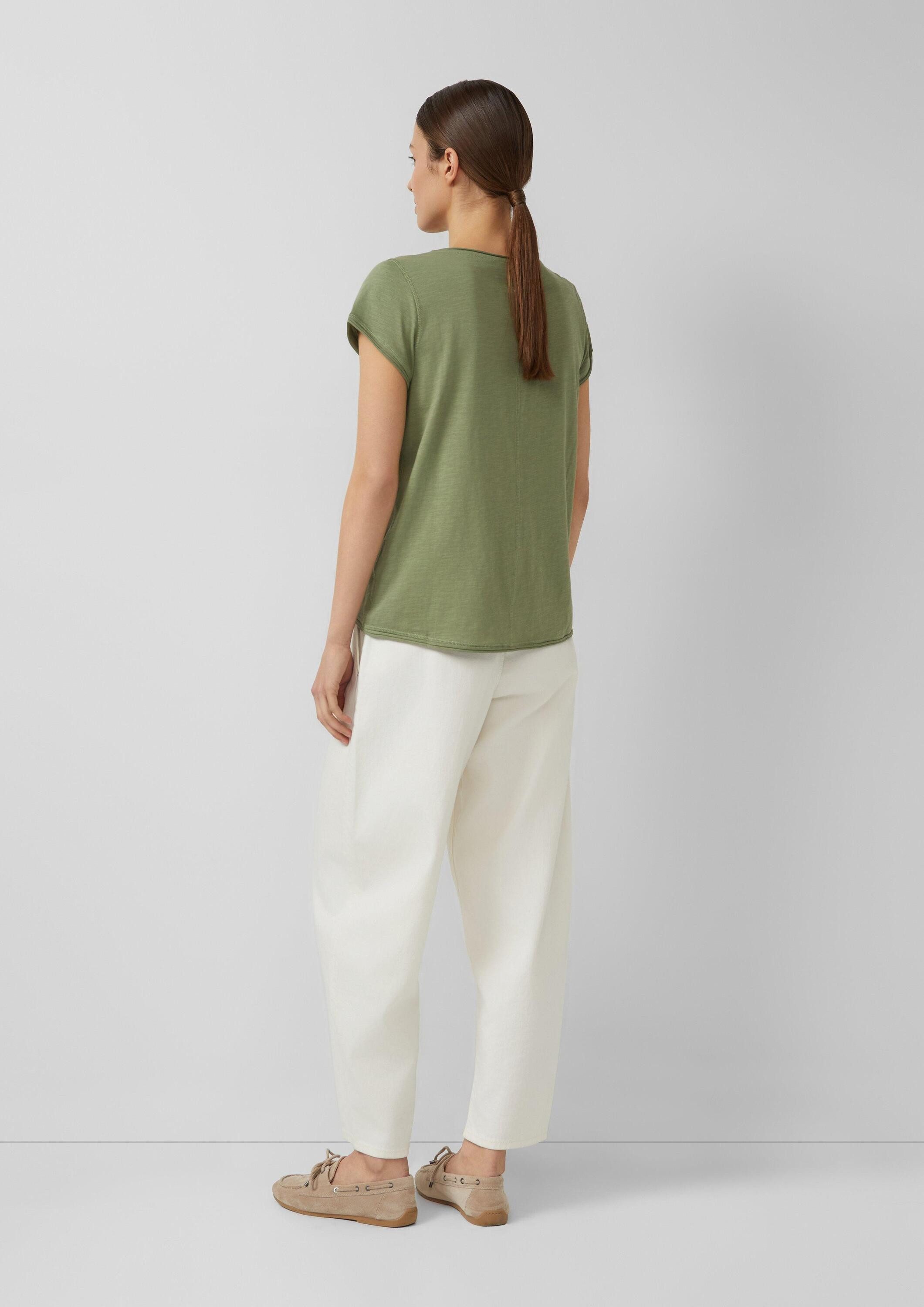 s.Oliver Kurzarmshirt T-Shirt T-Shirt mit Rollkanten und Flammgarnstruktur