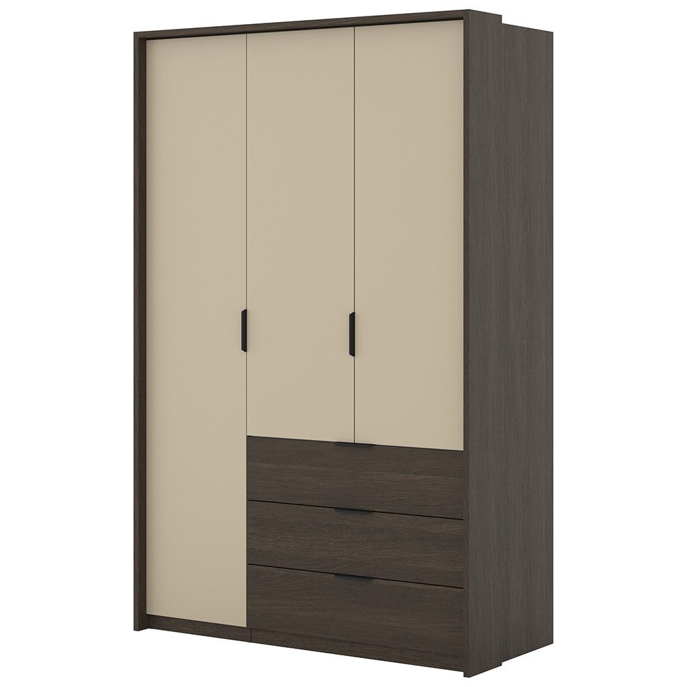 Lomadox Kleiderschrank MIRAIA-83 Schlafzimmerschrank 139 cm breit in Beige mit Eiche