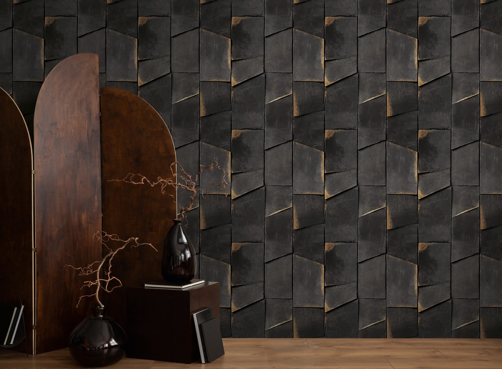 living walls Fototapete The Wall 4 Graphics – Plastische Schieferwand Vlies-Fototapete, leicht strukturiert, Steinoptik, matt, naturalistisch, (1 St), Plastische Schieferwand mit markanter 3D-Wirkung