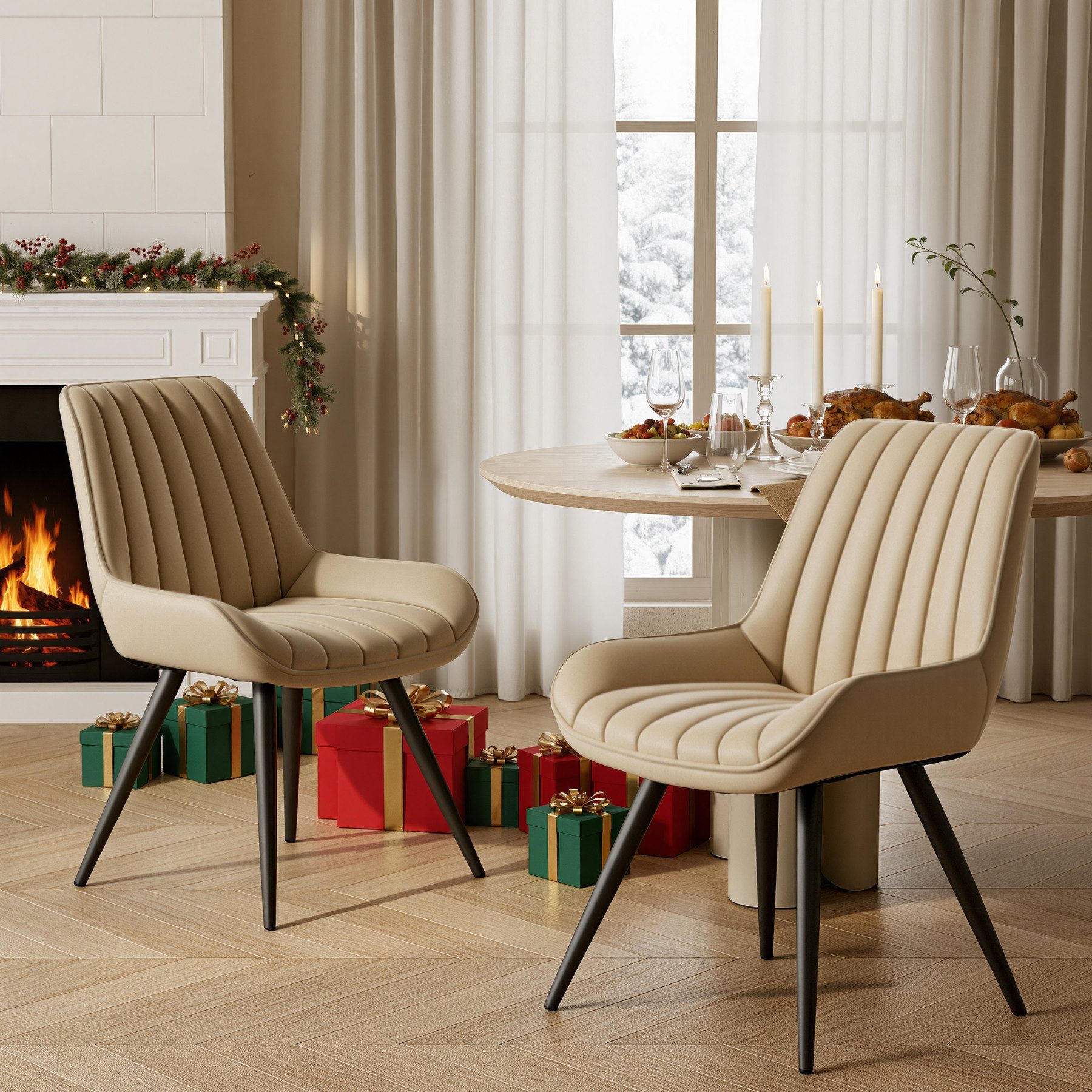 HawthyHome Esszimmerstuhl Stuhlset – Polsterstühle, Moderner Küchenstuhl (2 St), mit Ergonomischer Rückenlehne und Metallbeinen