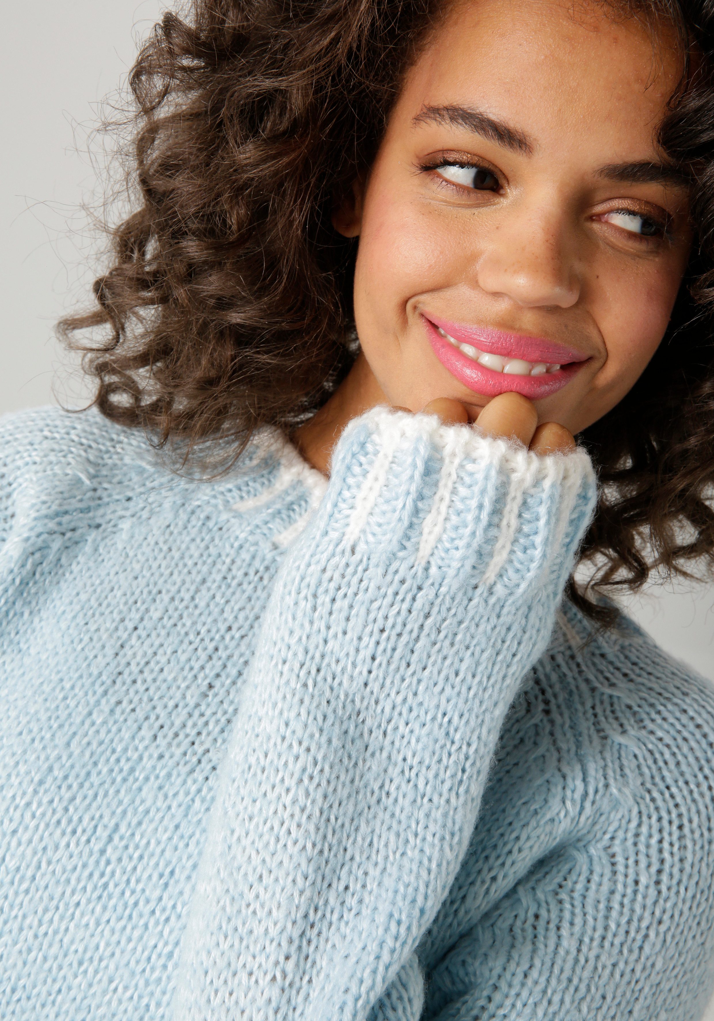 Aniston CASUAL Strickpullover mit gemusterten Bündchen