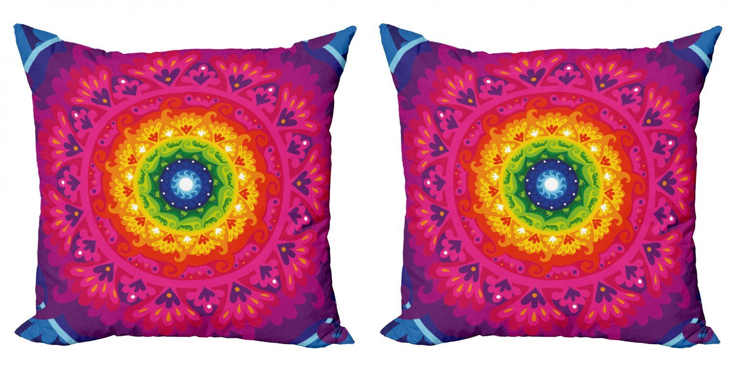 Kissenbezüge Modern Accent Doppelseitiger Regenbogen-Hippie Digitaldruck, Stück), (2 Mandala lila Abakuhaus