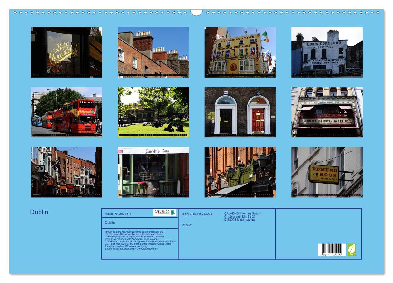 Thumbnail - CALVENDO Wandkalender Dublin (Wandkalender 2026 DIN A2 quer), CALVENDO Monatskalender