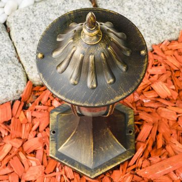 hofstein Pollerleuchte »Poggi« Außenleuchte Aluguss in Schwarz/Gold mit Klarglas-Scheiben, ohne Leuchtmittel, Wegeleuchte 40cm, Retro/Vintage Gartenlampe, E27, IP44