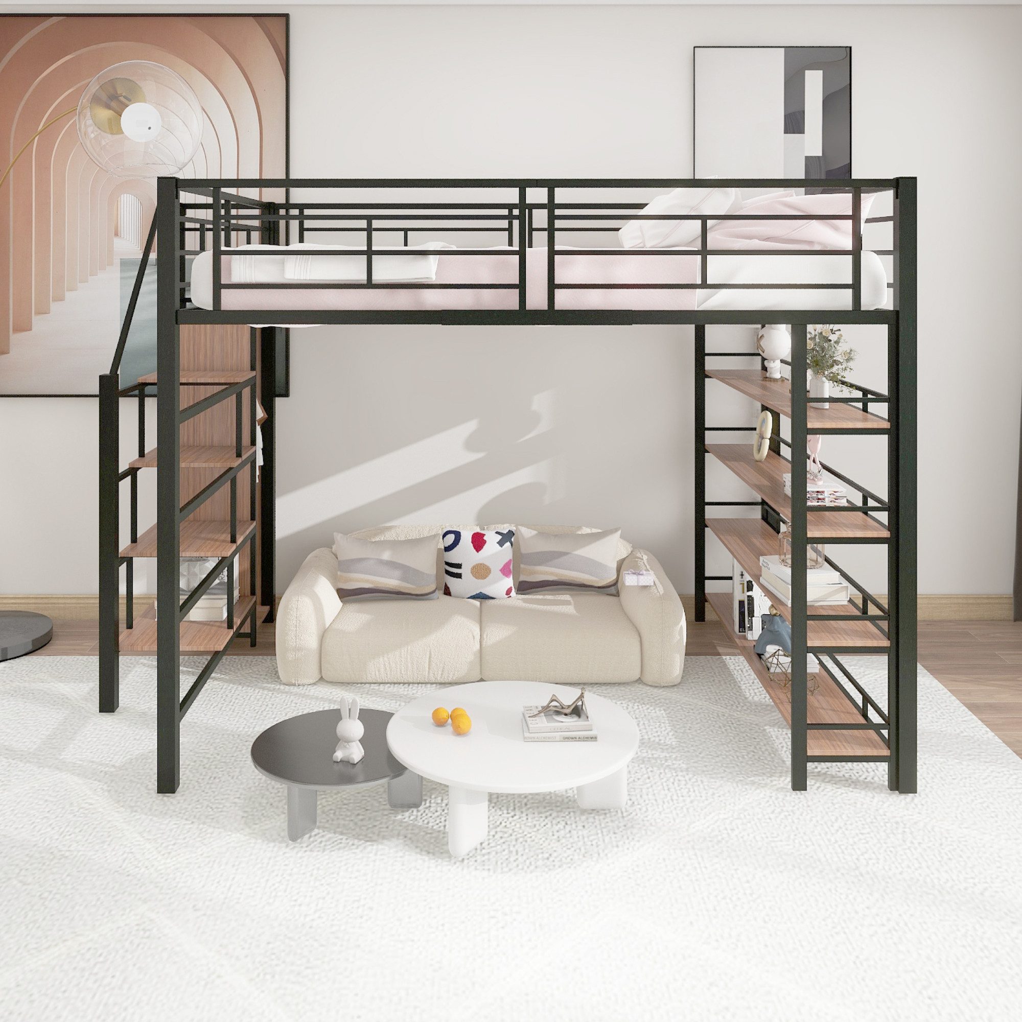 Flieks Hochbett Metallbett Doppelbett 140x200cm mit günstig online kaufen