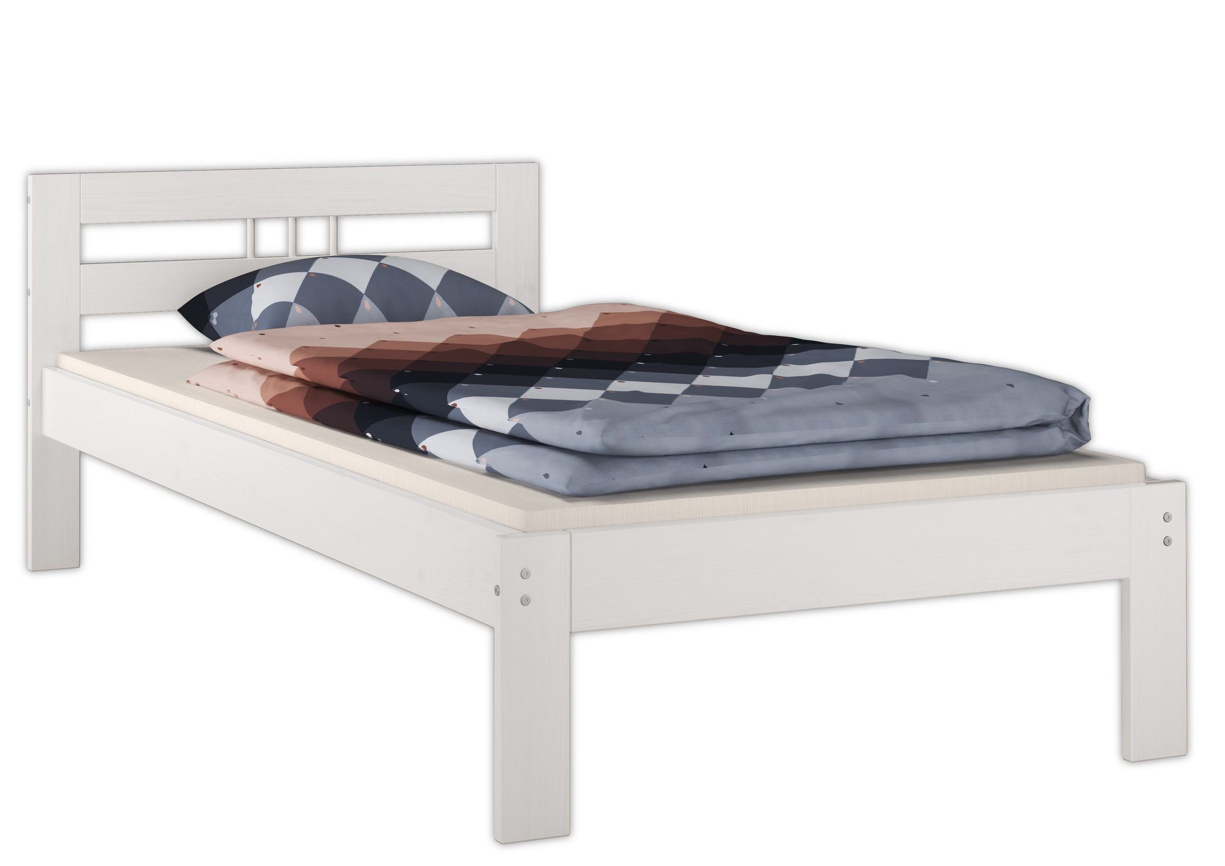 ERST-HOLZ Bett Einzelbett Massivholzbett Kiefer Weiß günstig online kaufen