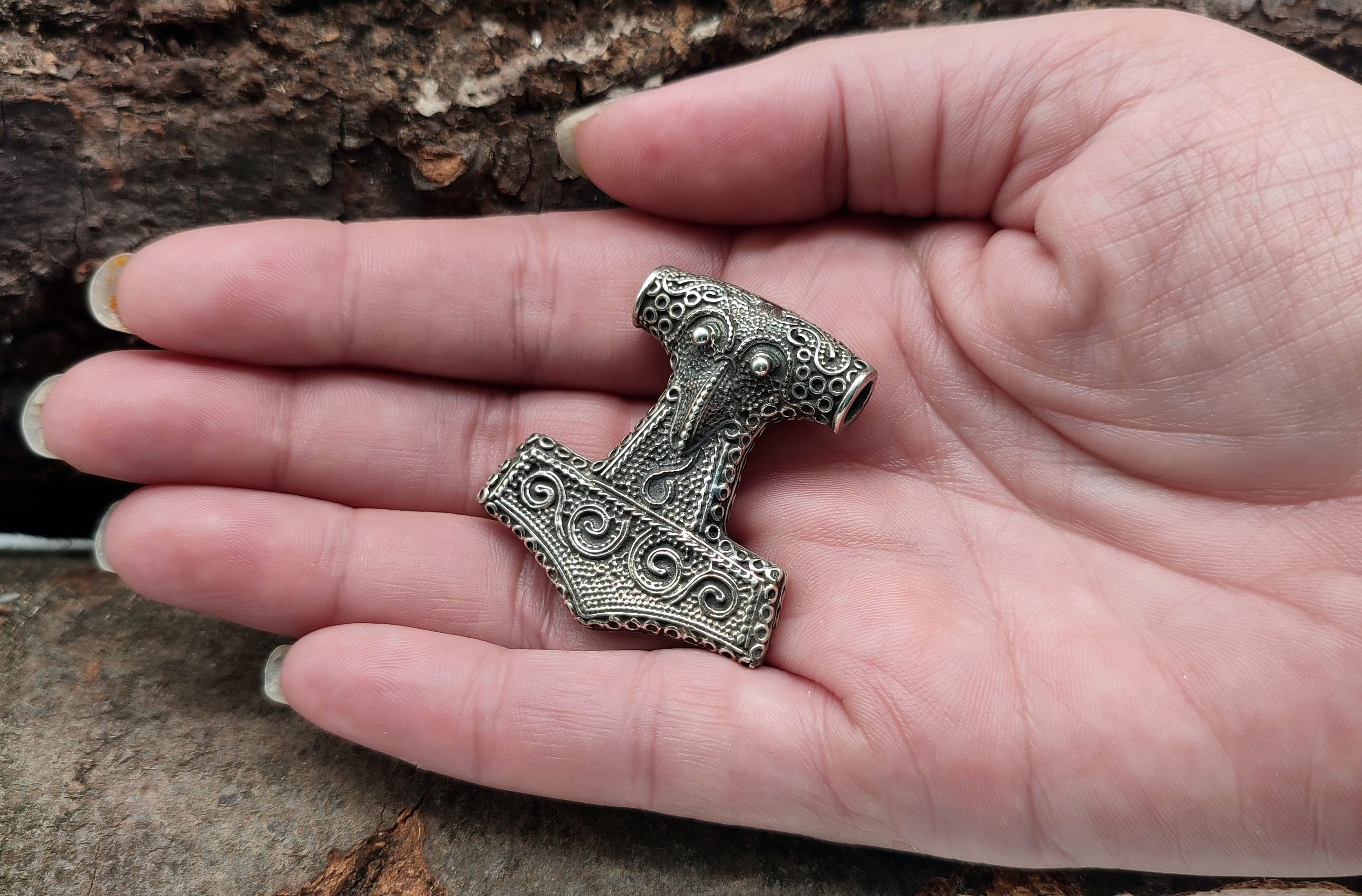 Kiss of Leather Kettenanhänger Thorshammer Schonenhammer Thor Hammer Rabe Silber 925