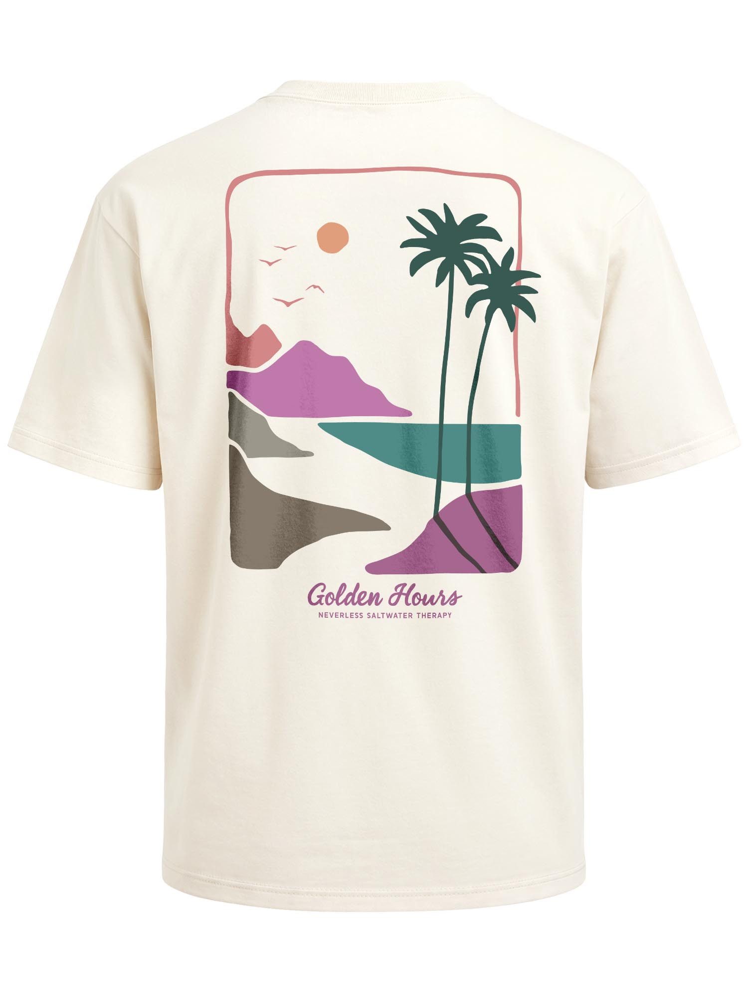 Neverless Oversize-Shirt Herren T-Shirt - Golden Hours - Oversized Relaxed Fit Sommer Fashion mit Print