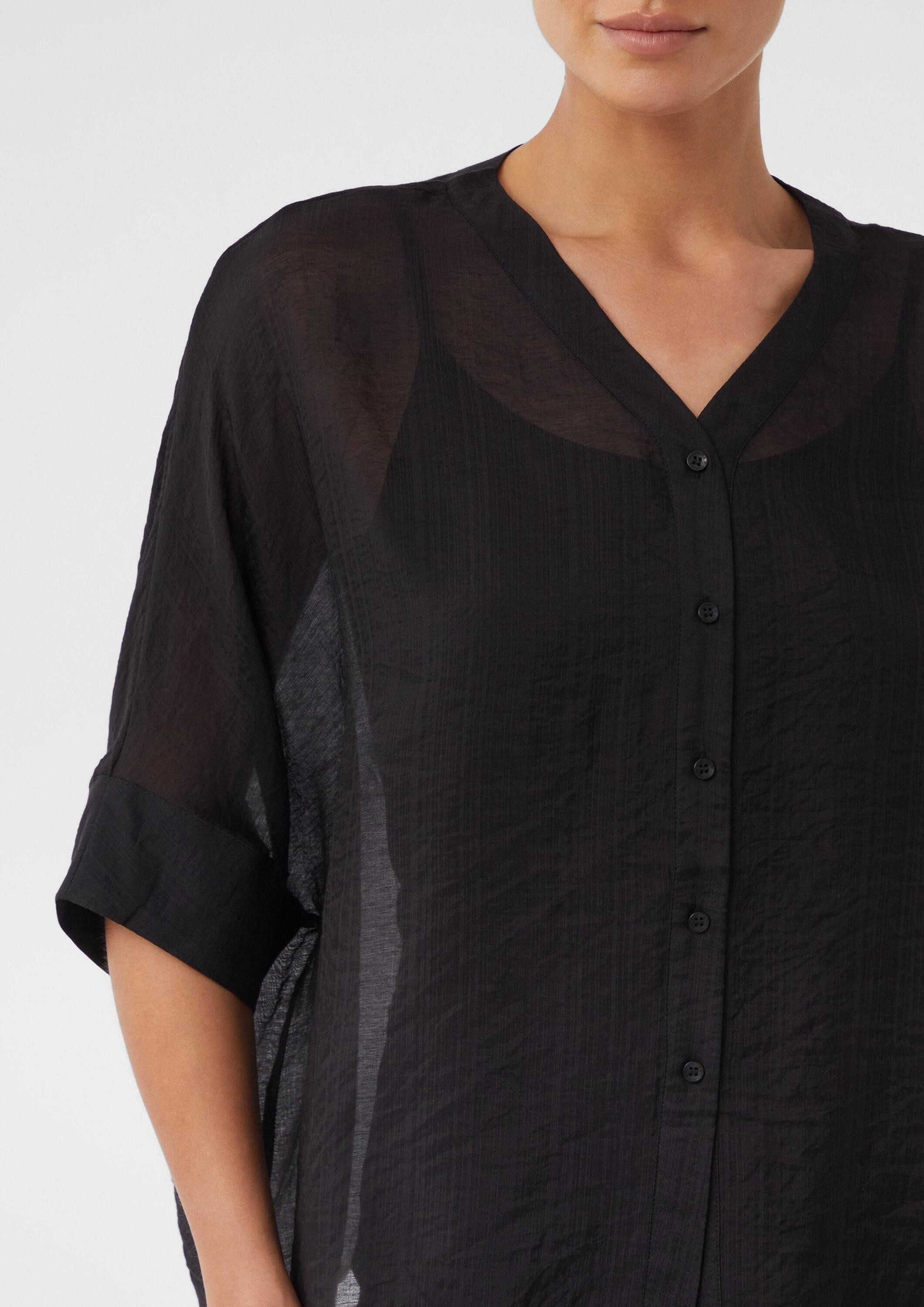 comma Kurzarmbluse Accessories Semitransparente Tunikabluse aus Viskosemix