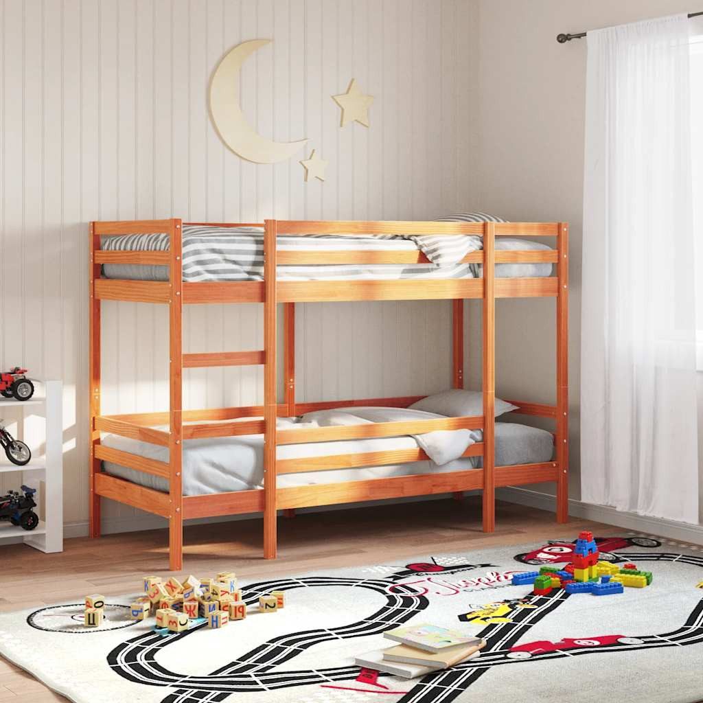 Bett Elegantes Etagenbett 195,5 x 82,5 x 142 cm in Wachsbraun