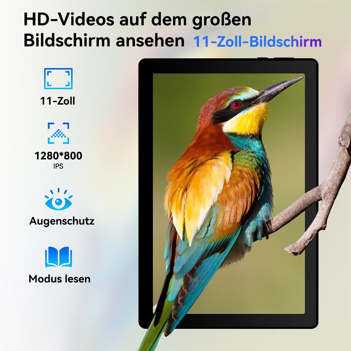 BUFO 11 Zoll Octa-Core 14(3+11)GB RAM+64GB 6800mAh, mit Tastatur Maus Stift Tablet (11", 64 GB, Android, AIC8800D80 802.11 a/b/g/n/ax/ac (WiFi 6) + BT5.3, Andro – Bild 5 von 5