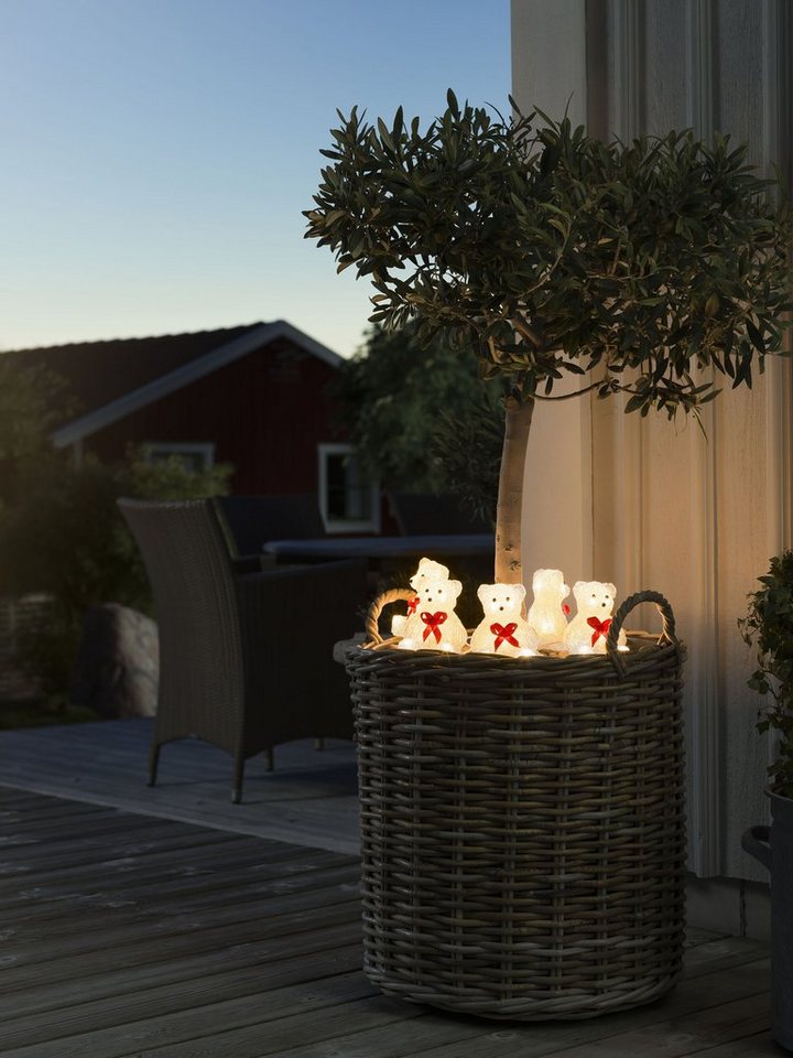 KONSTSMIDE LED-Lichterkette Weihnachtsdeko aussen, 40-flammig, LED Acryl  Bären 5-er Set, 40 warm weiße Dioden, Einsatz: Indoor und Outdoor (IP44)