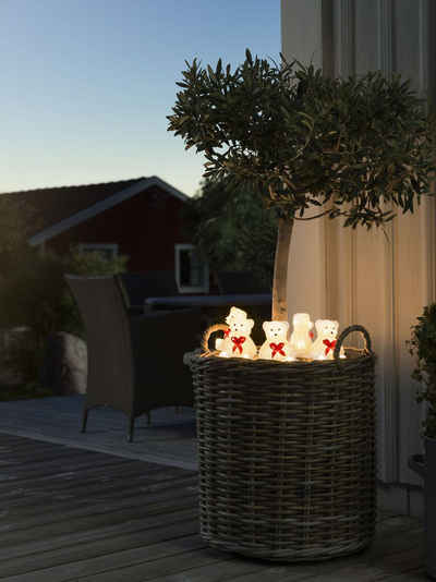 KONSTSMIDE LED-Lichterkette Weihnachtsdeko aussen, 40-flammig, LED Acryl Bären 5-er Set, 40 warm weiße Dioden