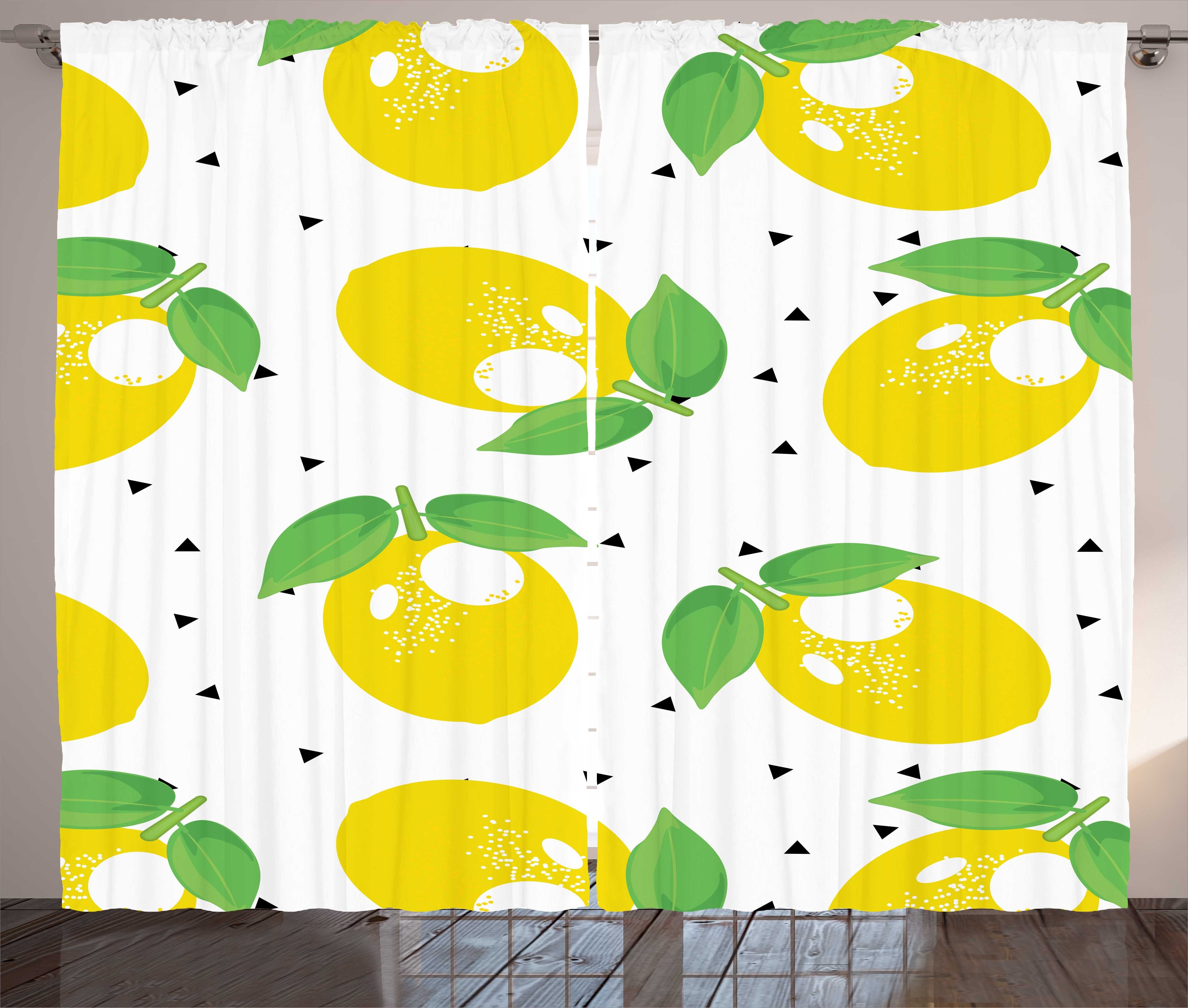 Gardine Schlafzimmer Kräuselband Vorhang mit Schlaufen und Haken, Abakuhaus, Zitronen Cheery Zitrusfrüchte Kunst