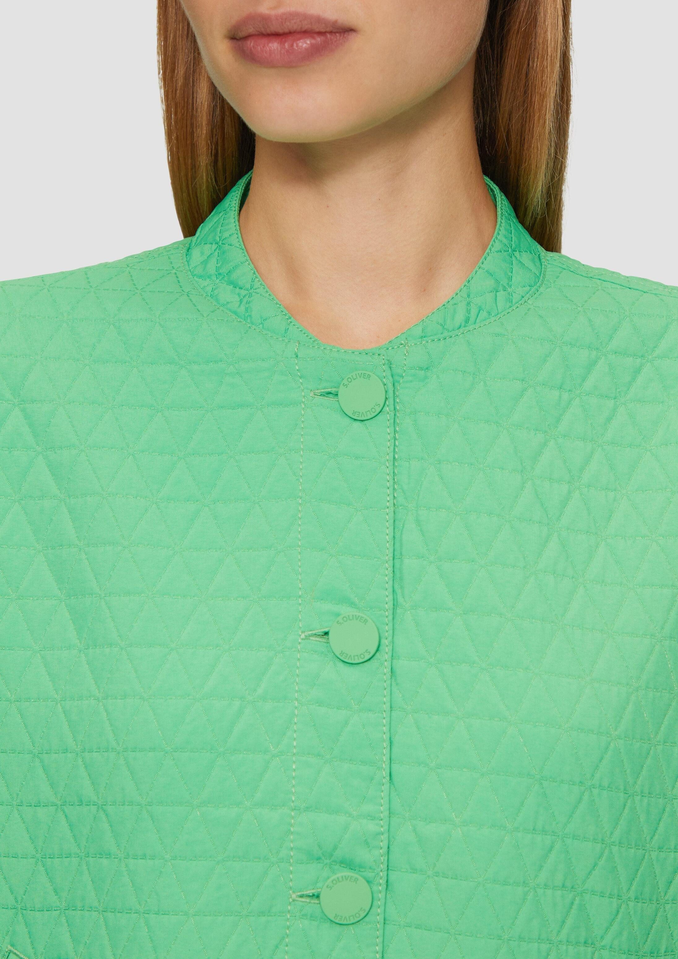 s.Oliver Sweatjacke Indoor-Jacke Strukturierter Blouson mit Stehkragen und Knopfleiste