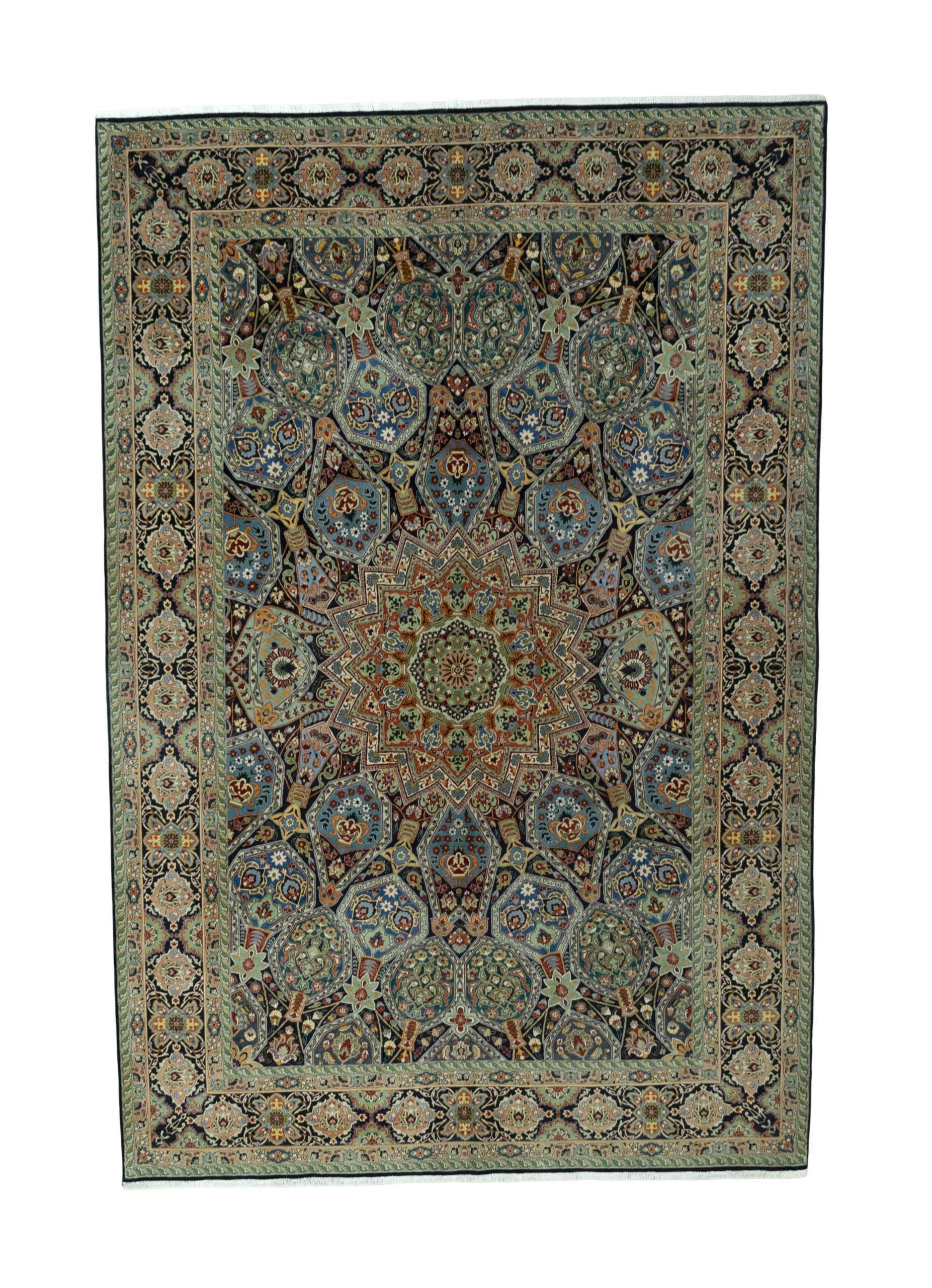 CABBEL Orientteppich 308x207 cm Perser Täbriz 60Raj Blau Korkwolle Handgeknüpft Klassisch, rechteckig, Höhe: 7 mm, 100% Korkwolle – robust, langlebig, hohe Knüpfdichte