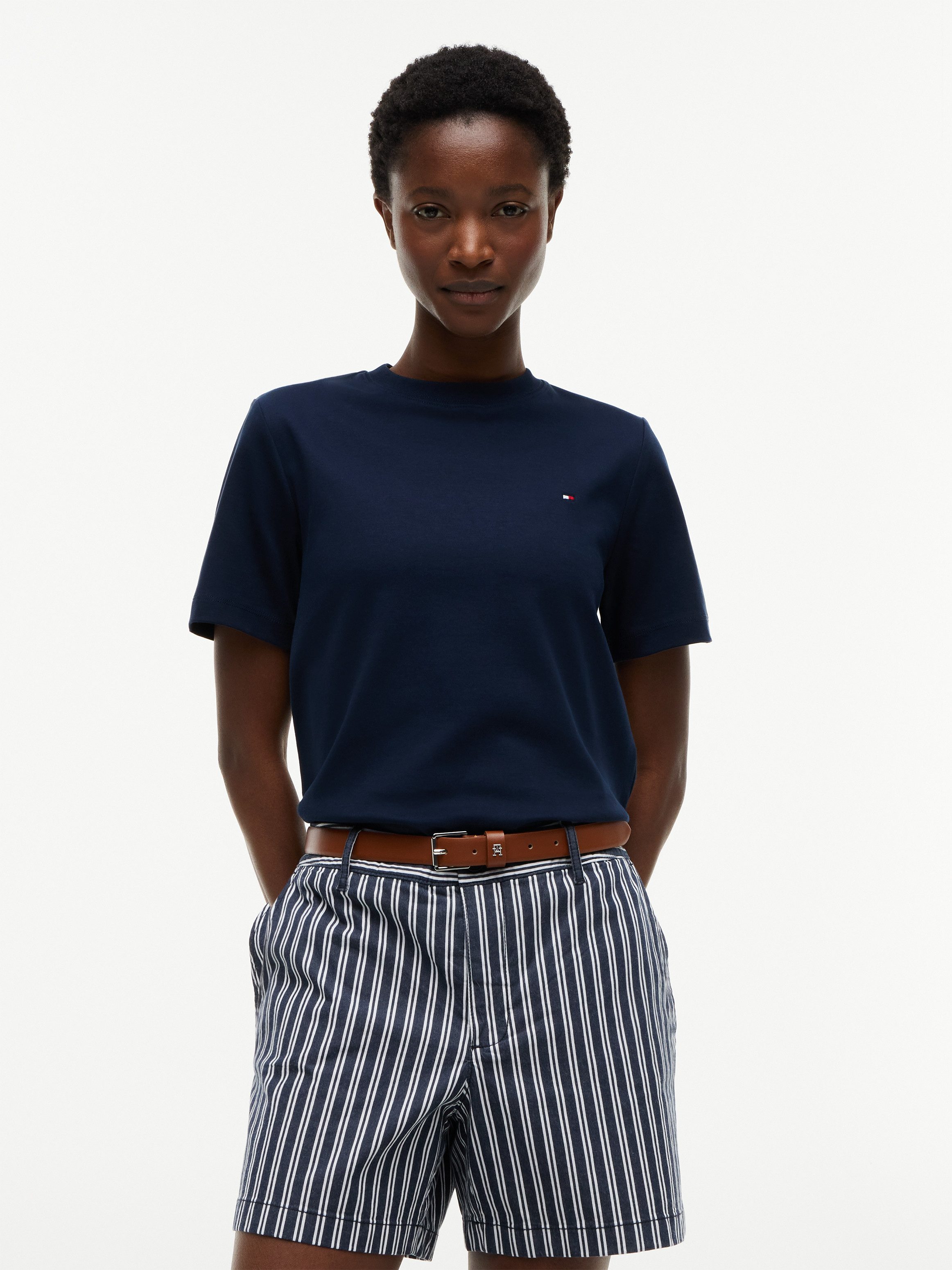 Tommy Hilfiger Kurzarmshirt INTERLOCK BOXY C-NK SS TEE Baumwolle