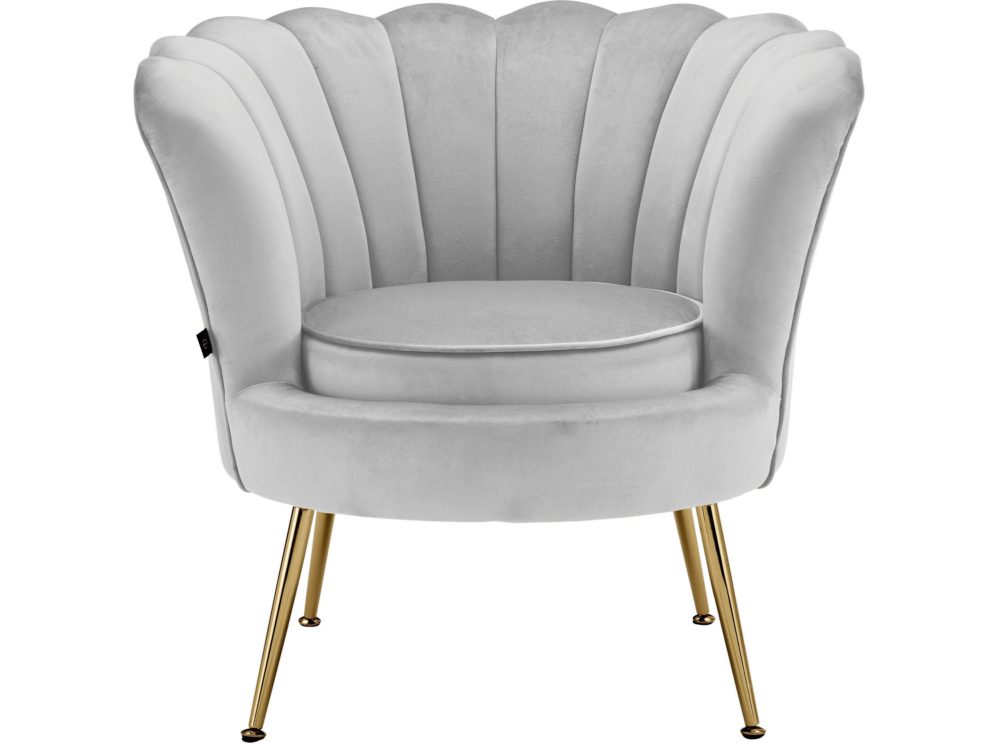 loft24 Loungesessel Kelvin (Set, 1-St), Sessel, Polstersessel, Armlehnsessel, Samtoptik, Muschelform