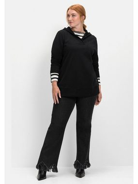 Sheego Sweatshirt Große Größen mit breiter Blende am Ausschnitt