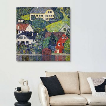 Posterlounge Holzbild Gustav Klimt, Häuser in Unterach am Attersee, Wohnzimmer Malerei