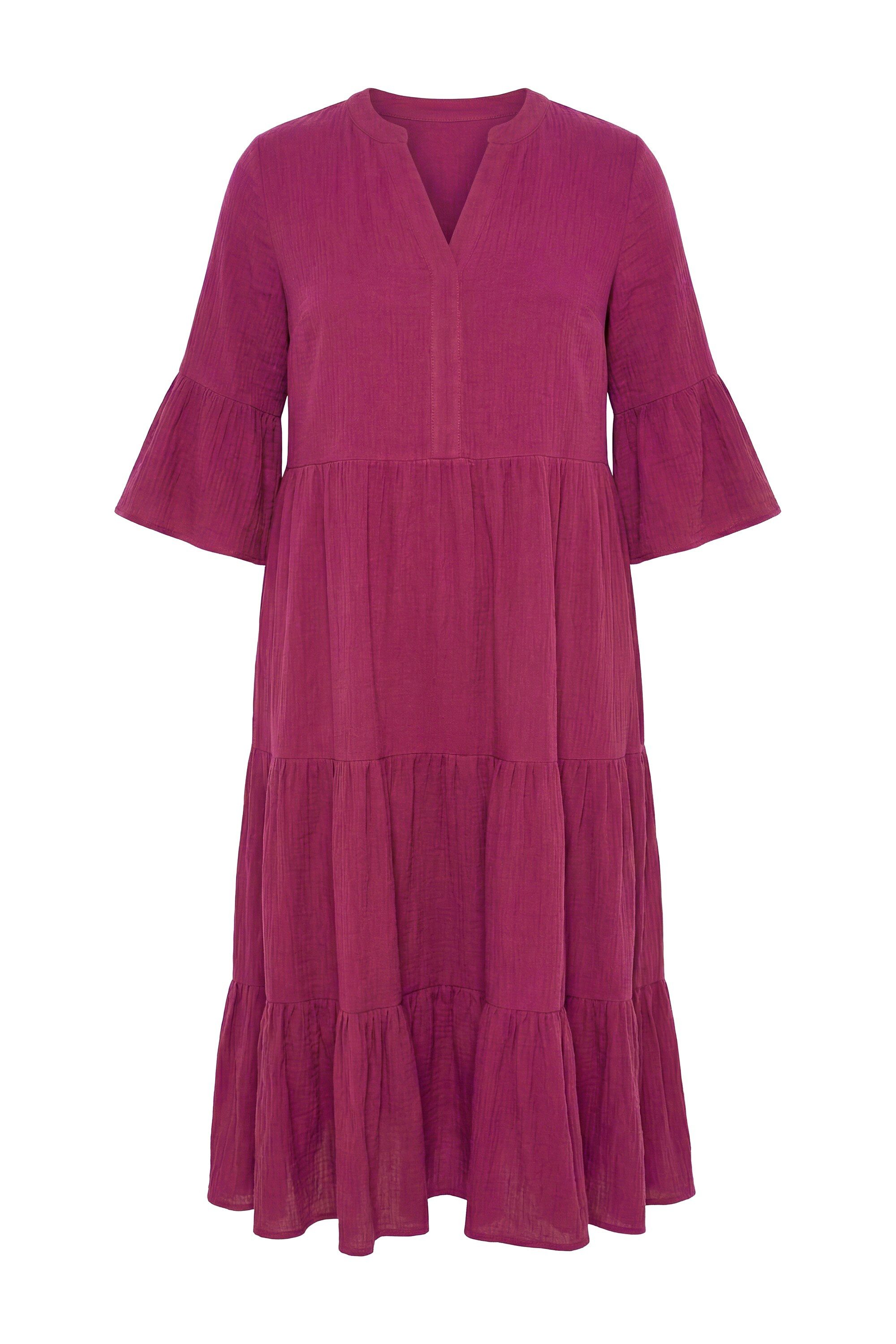 Studio Untold Maxikleid Maxikleid A-Line Musselin Stehkragen Volants