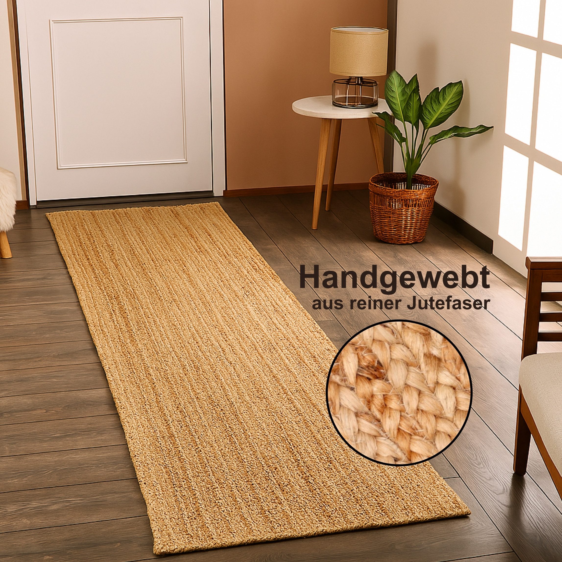 Myflair Möbel & Accessoires Läufer Lola, rechteckig, Höhe: 10 mm, Juteteppich, Wendeteppich, handgeflochten, 100% Naturfaser, Boho-Style